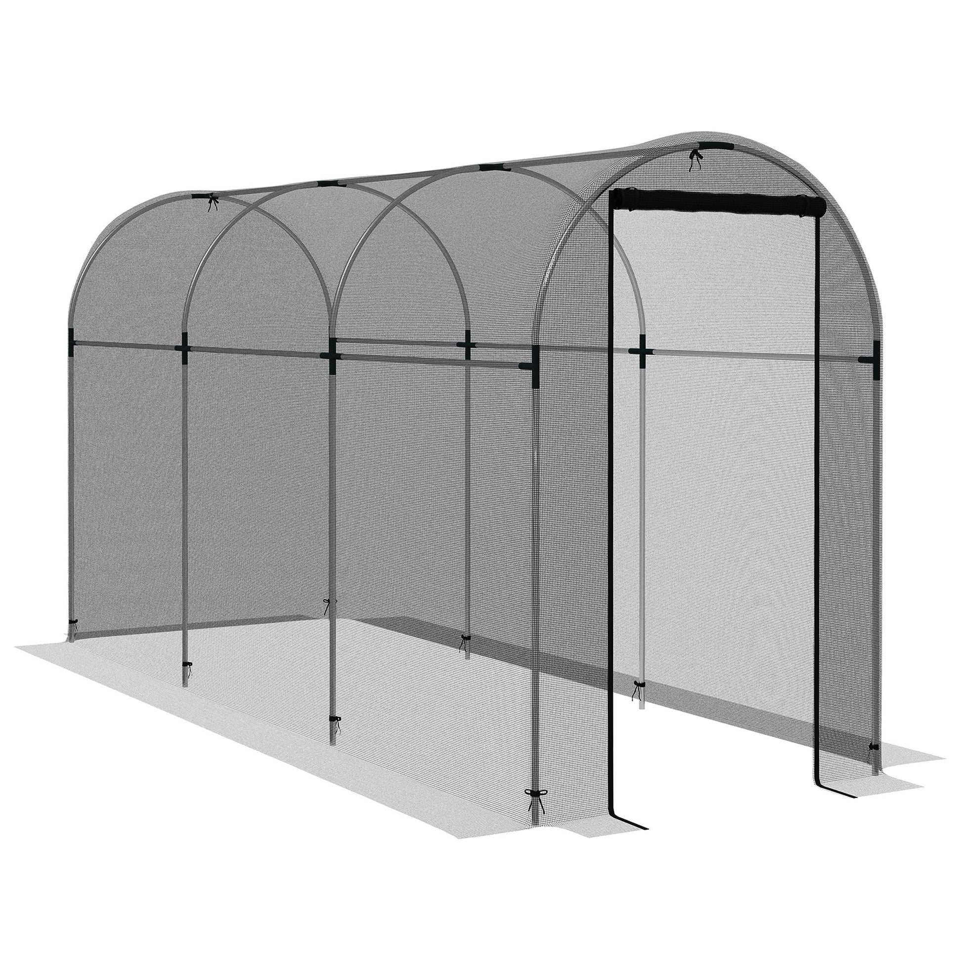 4' x 12' Crop Cage, Plant Protection Tent with Zippered Door and Galvanized Steel Frame, Fruit Cage Netting Cover for Garden, Yard, Lawn, Black