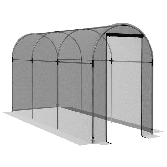 4' x 12' Crop Cage, Plant Protection Tent with Zippered Door and Galvanized Steel Frame, Fruit Cage Netting Cover for Garden, Yard, Lawn, Black