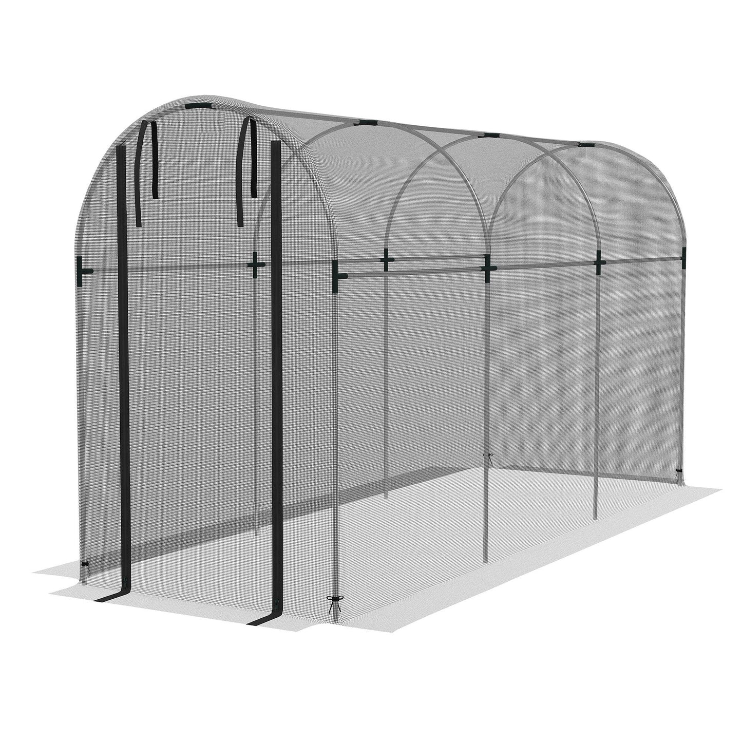 4' x 12' Crop Cage, Plant Protection Tent with Zippered Door and Galvanized Steel Frame, Fruit Cage Netting Cover for Garden, Yard, Lawn, Black