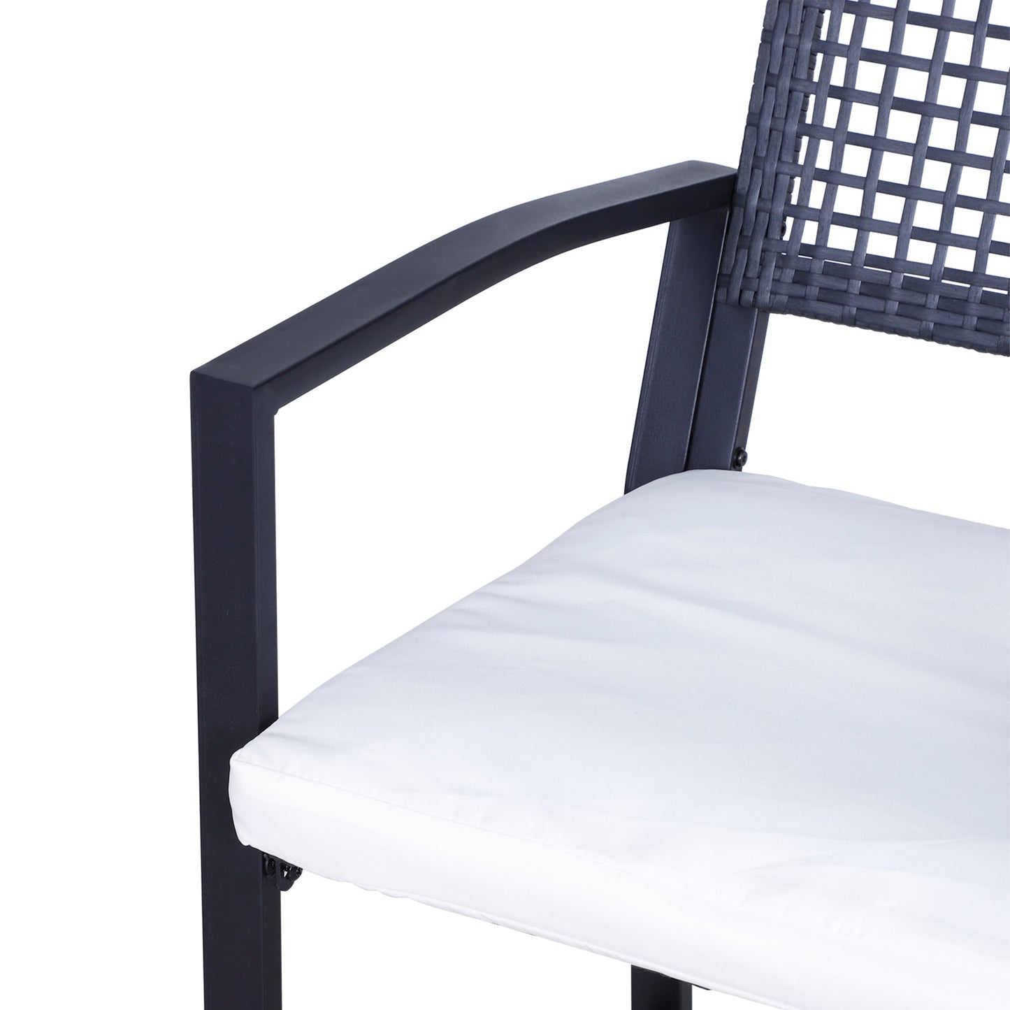 3 Pieces Outdoor Wicker Bar Set, Classic Bistro Bar Set Garden Rattan Style Patio Bar Table & High Chairs w/ Cushions Home Bar Furniture, Cream White