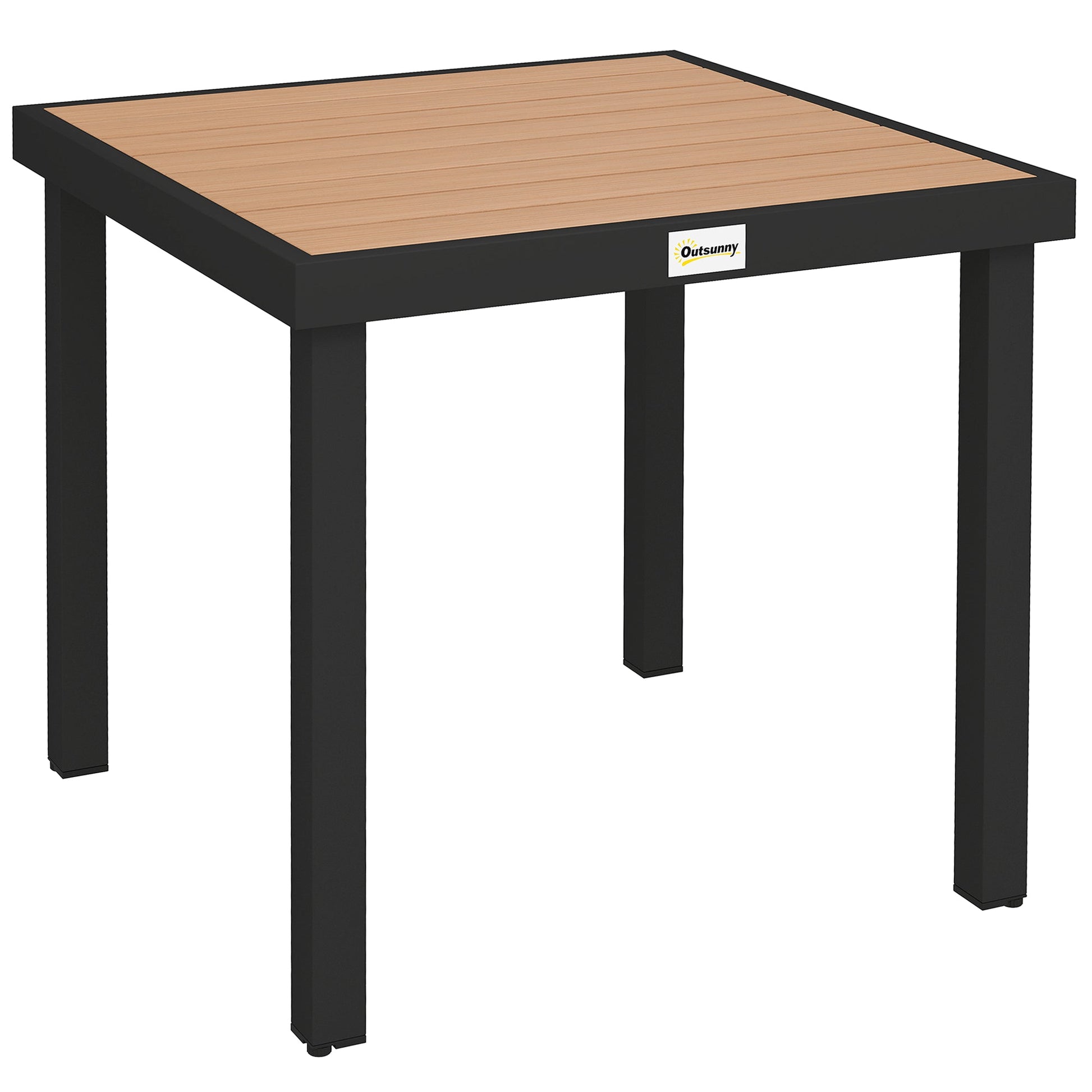 Outdoor Dining Table for 4 People, Square Patio Table with Aluminum Metal Legs for Garden, Lawn, Natural