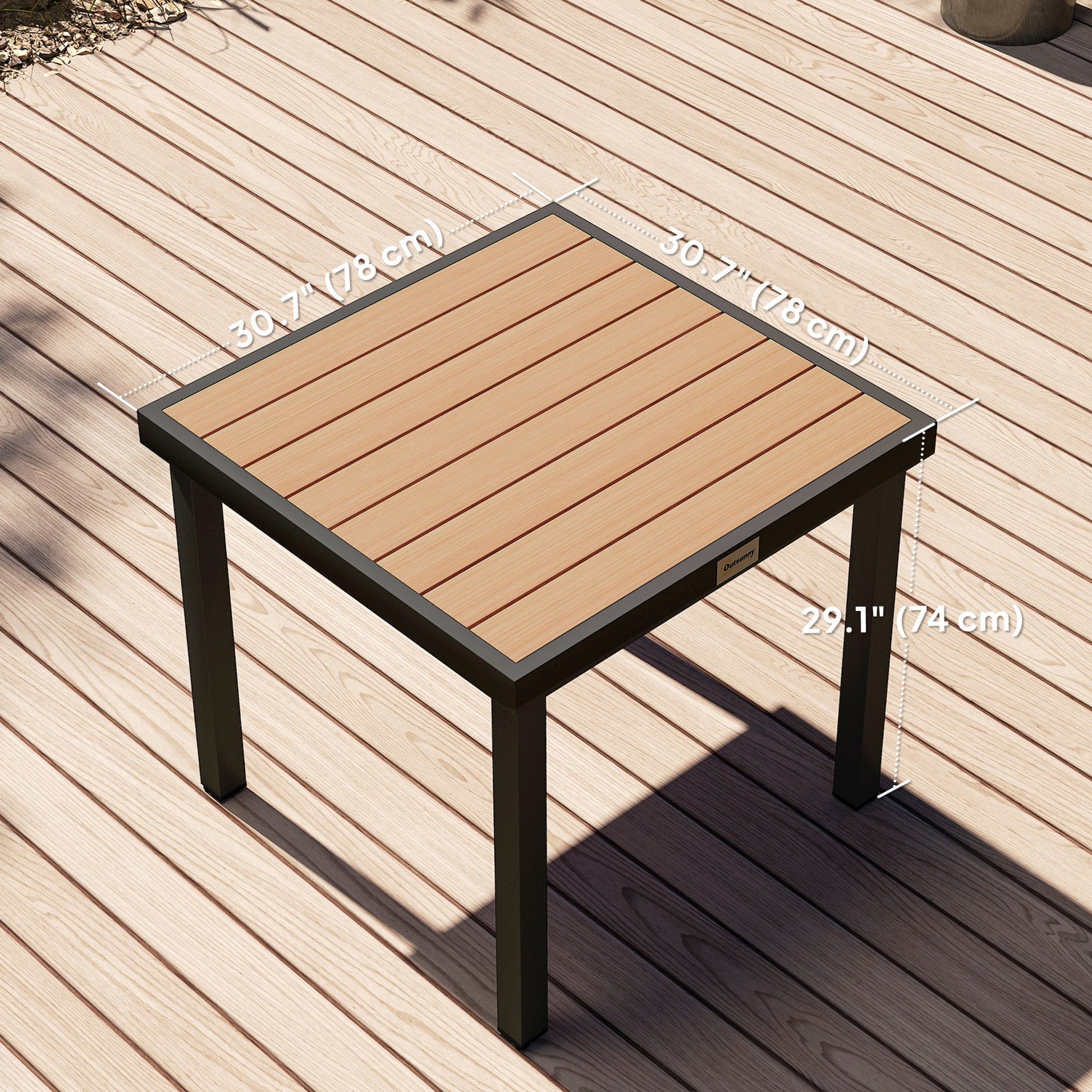 Outdoor Dining Table for 4 People, Square Patio Table with Aluminum Metal Legs for Garden, Lawn, Natural