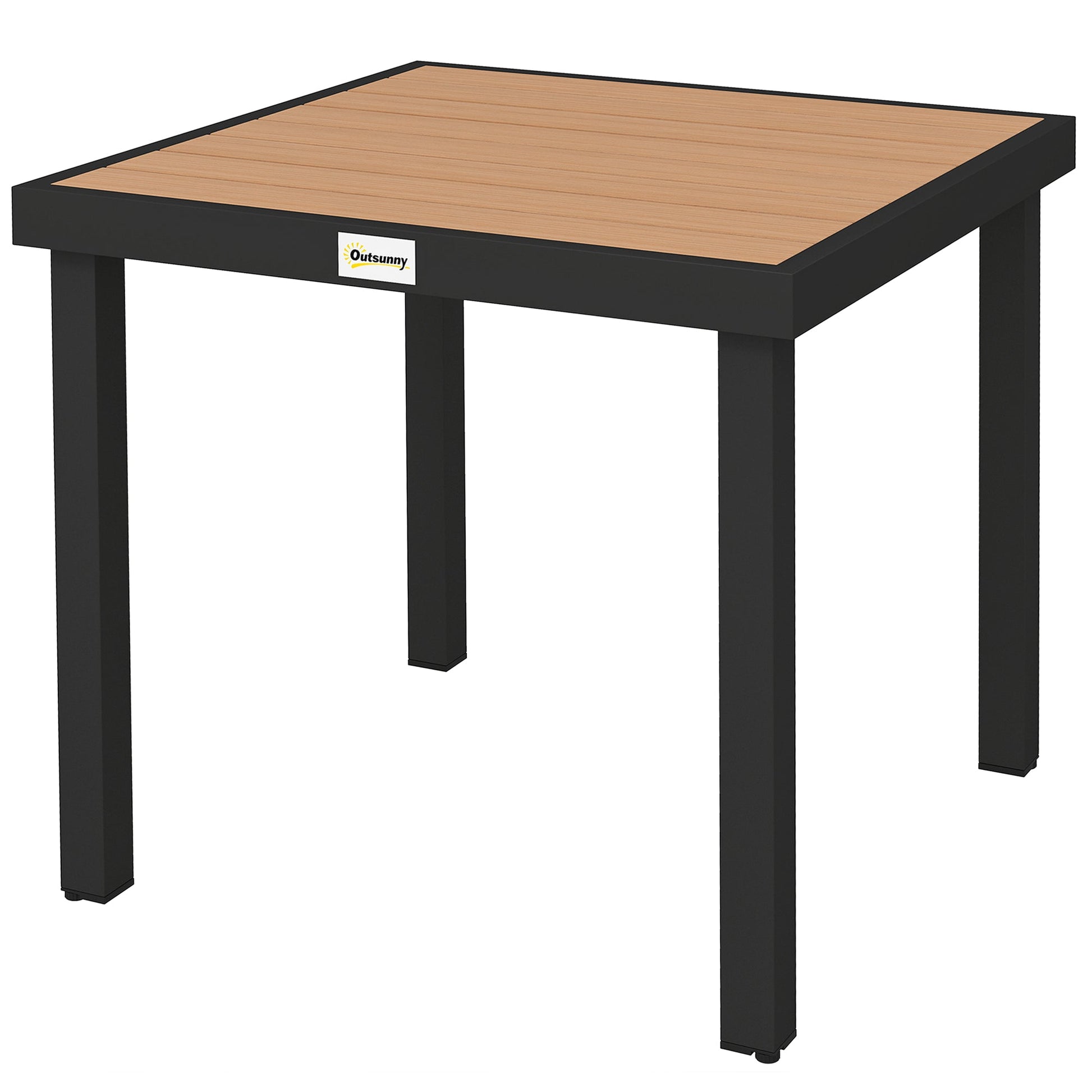 Outdoor Dining Table for 4 People, Square Patio Table with Aluminum Metal Legs for Garden, Lawn, Natural