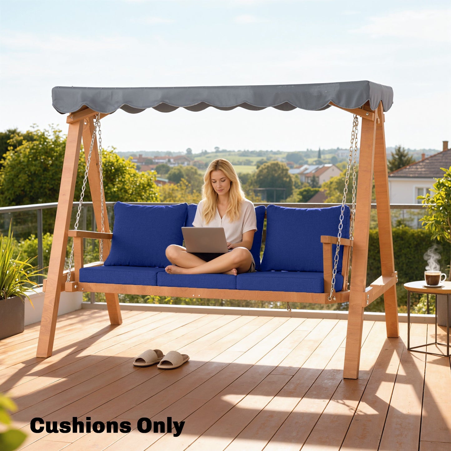 Outdoor Chair Cushions Set of 4, 24" x 24" Fade Resistant Patio Chair Cushions for Outdoor Furniture, Outdoor Seat Cushions, Navy Blue