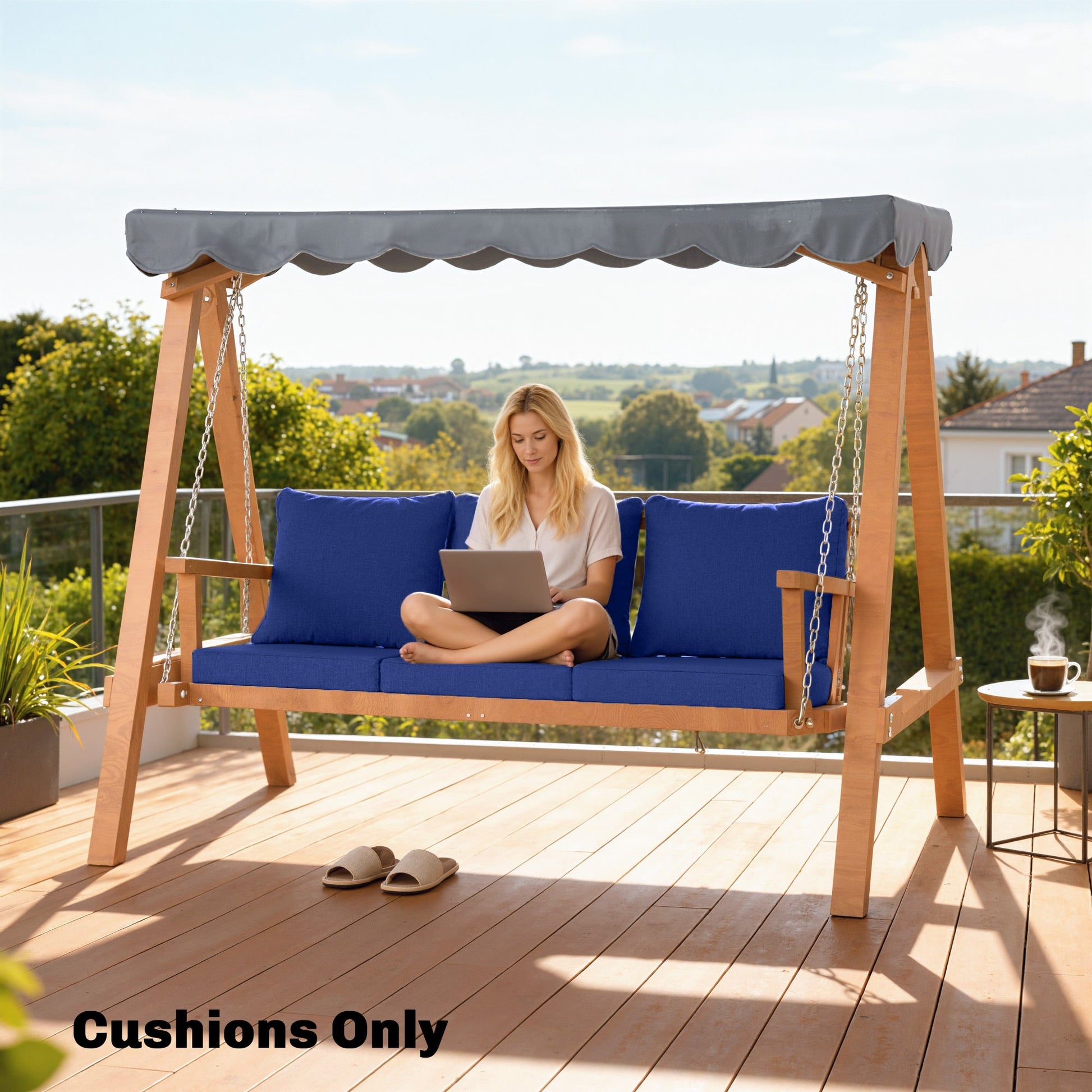 Outdoor Chair Cushions Set of 4, 24" x 24" Fade Resistant Patio Chair Cushions for Outdoor Furniture, Outdoor Seat Cushions, Navy Blue