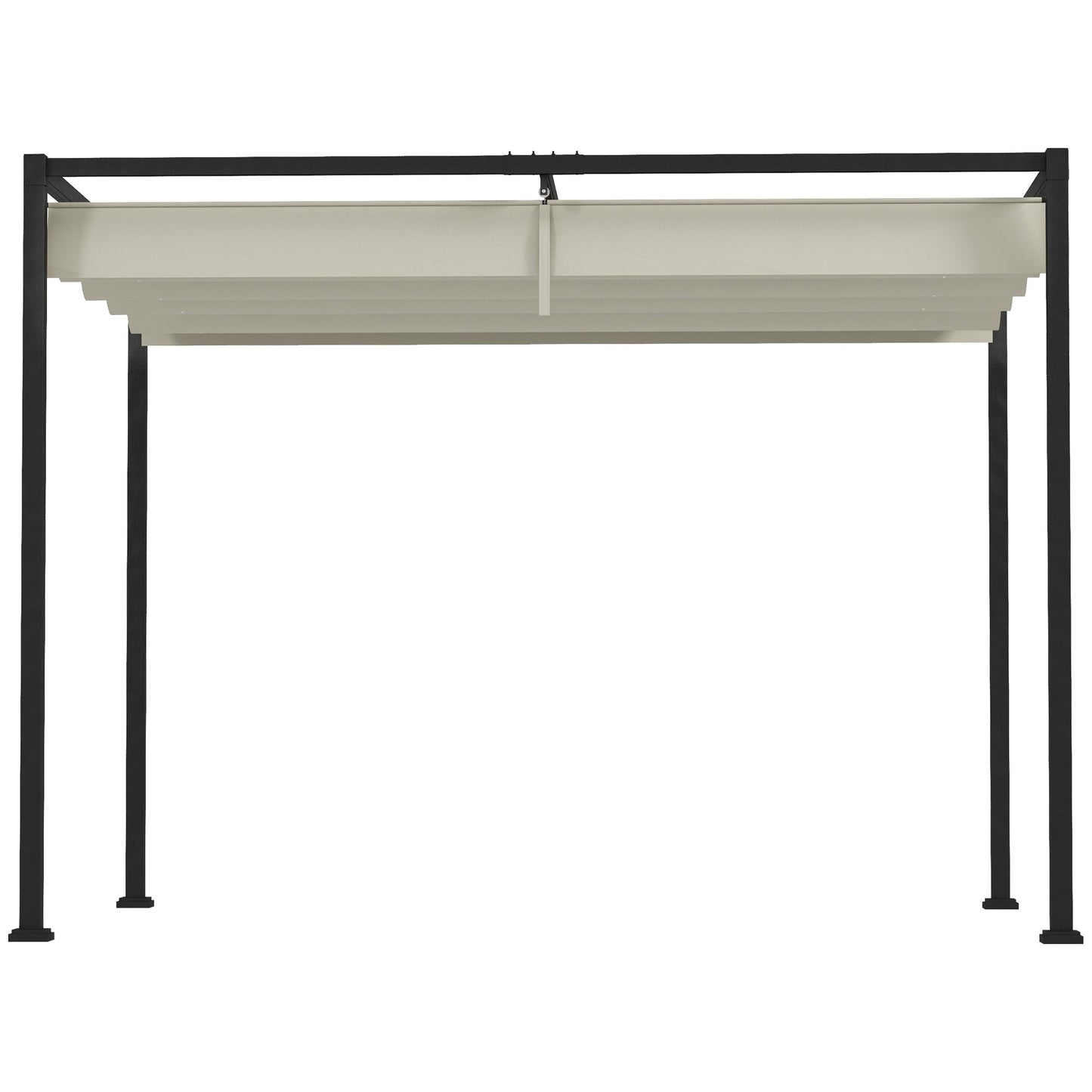 10' x 7' Patio Pergola with Retractable Canopy, Outdoor Sun Shelter, Yard Shade, Cream White