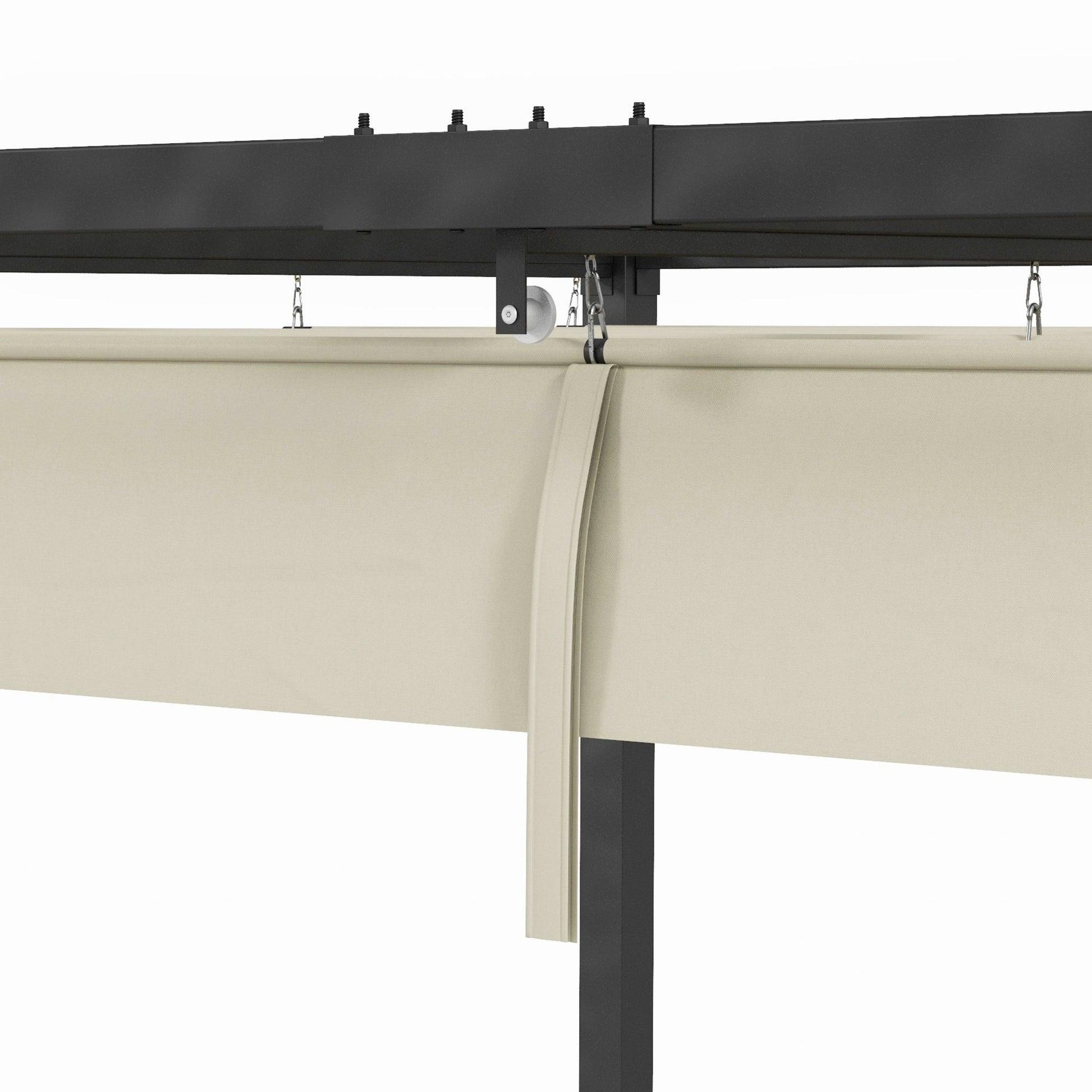 10' x 7' Patio Pergola with Retractable Canopy, Outdoor Sun Shelter, Yard Shade, Cream White