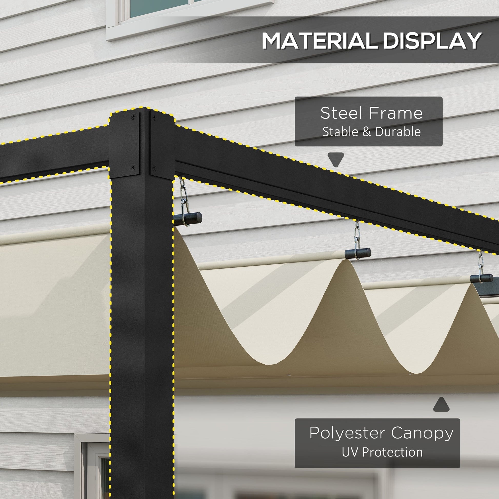 10' x 7' Patio Pergola with Retractable Canopy, Outdoor Sun Shelter, Yard Shade, Cream White