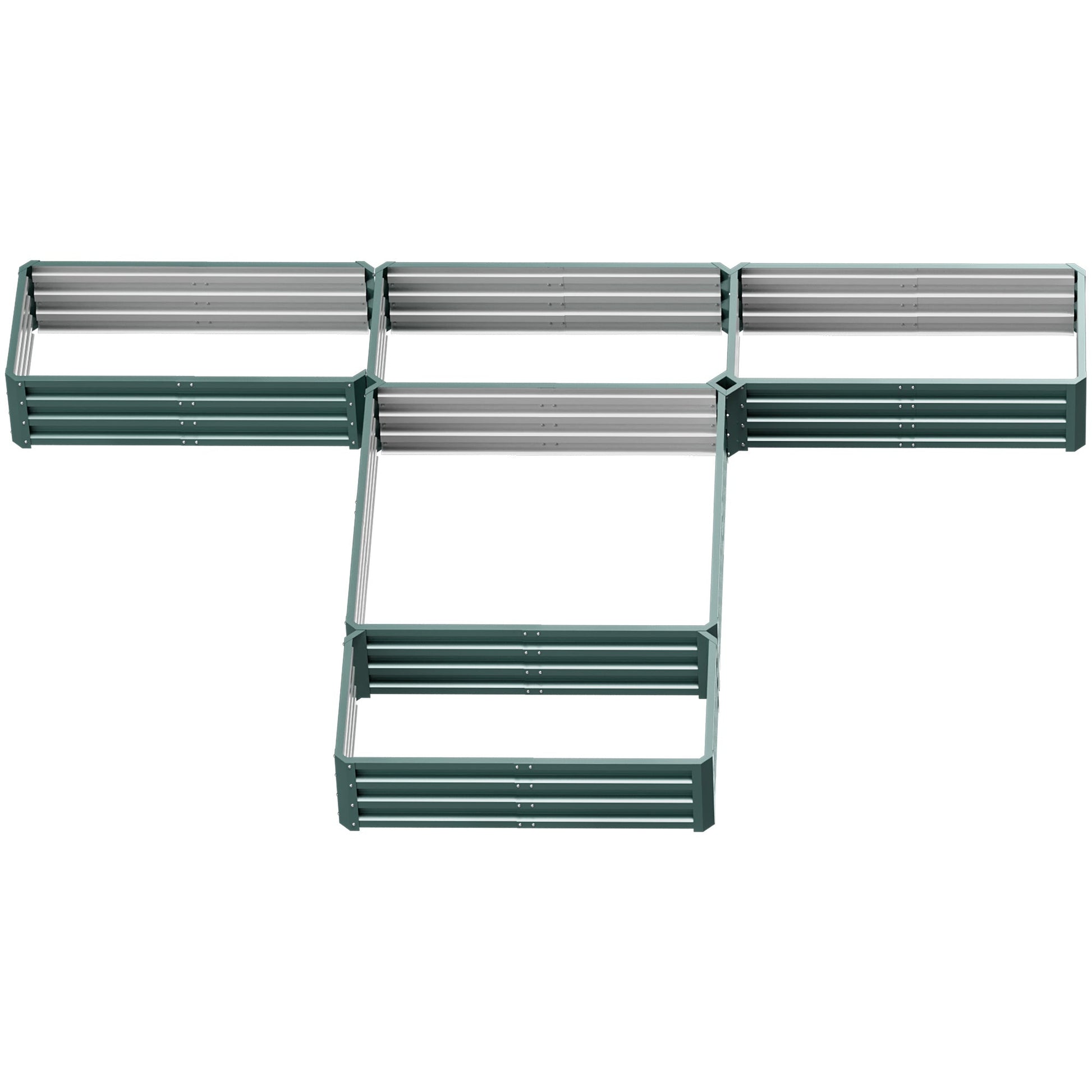 8 x 8ft DIY Raised Garden Bed, Set of 5 Large Steel Box Planters for Outdoor Plants, Vegetables, Flowers, Herbs, Easy Assembly, Green