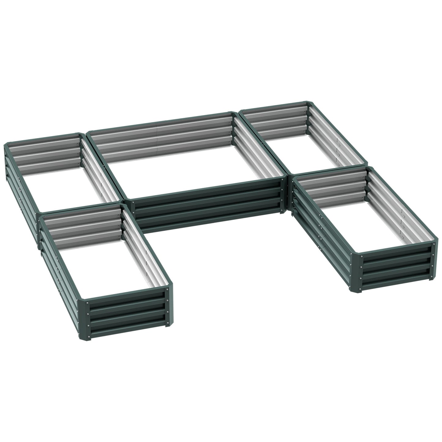 8 x 8ft DIY Raised Garden Bed, Set of 5 Large Steel Box Planters for Outdoor Plants, Vegetables, Flowers, Herbs, Easy Assembly, Green