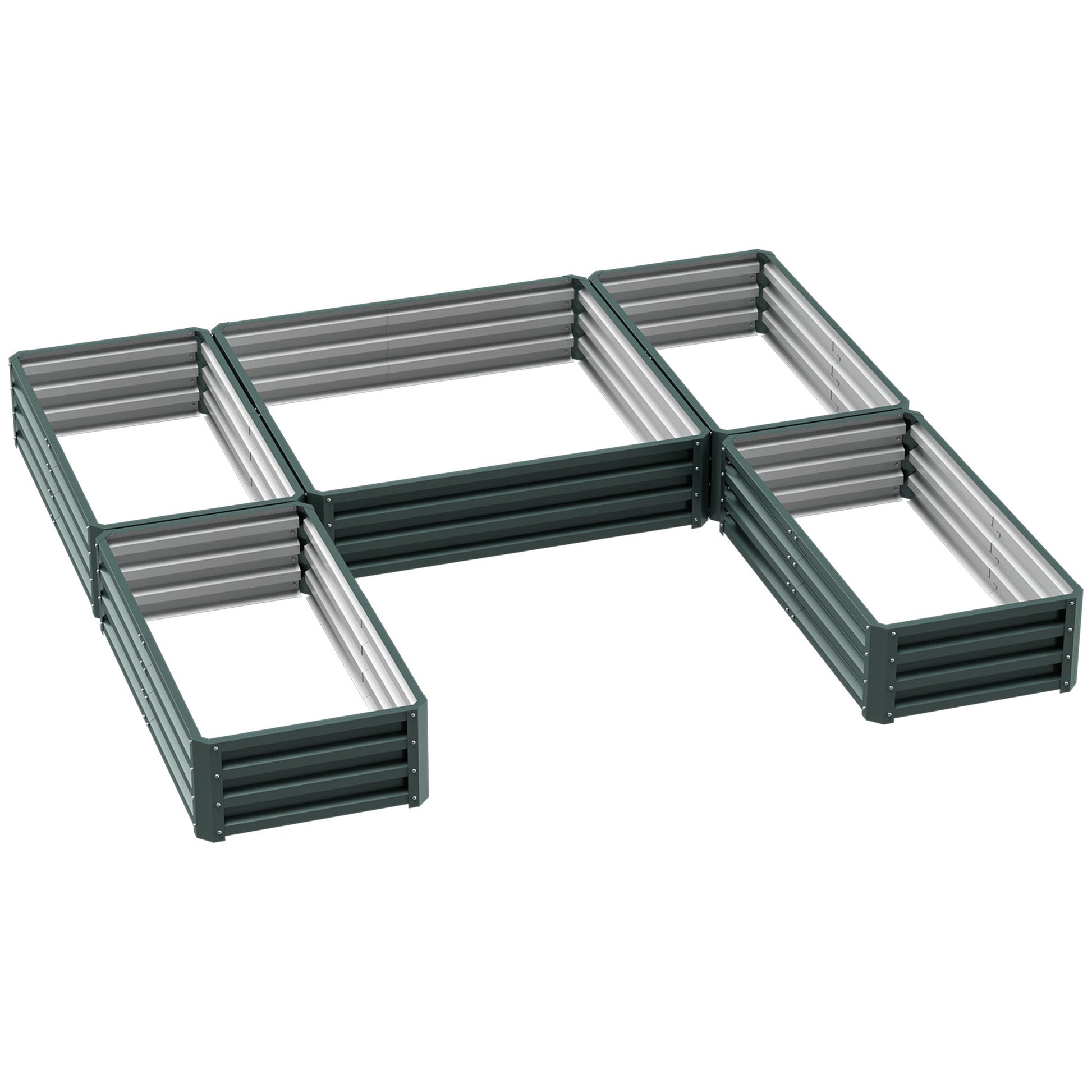 8 x 8ft DIY Raised Garden Bed, Set of 5 Large Steel Box Planters for Outdoor Plants, Vegetables, Flowers, Herbs, Easy Assembly, Green