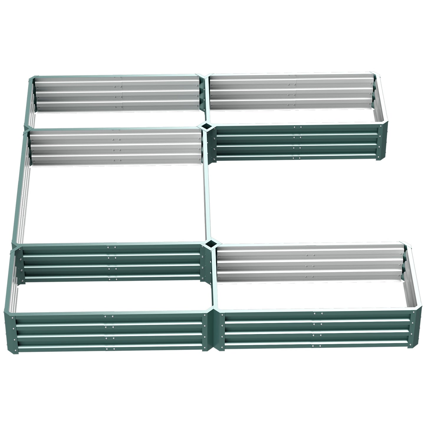 8 x 8ft DIY Raised Garden Bed, Set of 5 Large Steel Box Planters for Outdoor Plants, Vegetables, Flowers, Herbs, Easy Assembly, Green