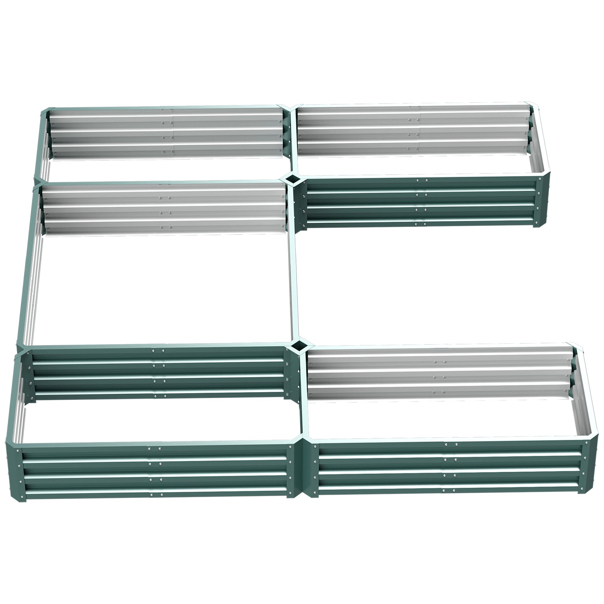 8 x 8ft DIY Raised Garden Bed, Set of 5 Large Steel Box Planters for Outdoor Plants, Vegetables, Flowers, Herbs, Easy Assembly, Green