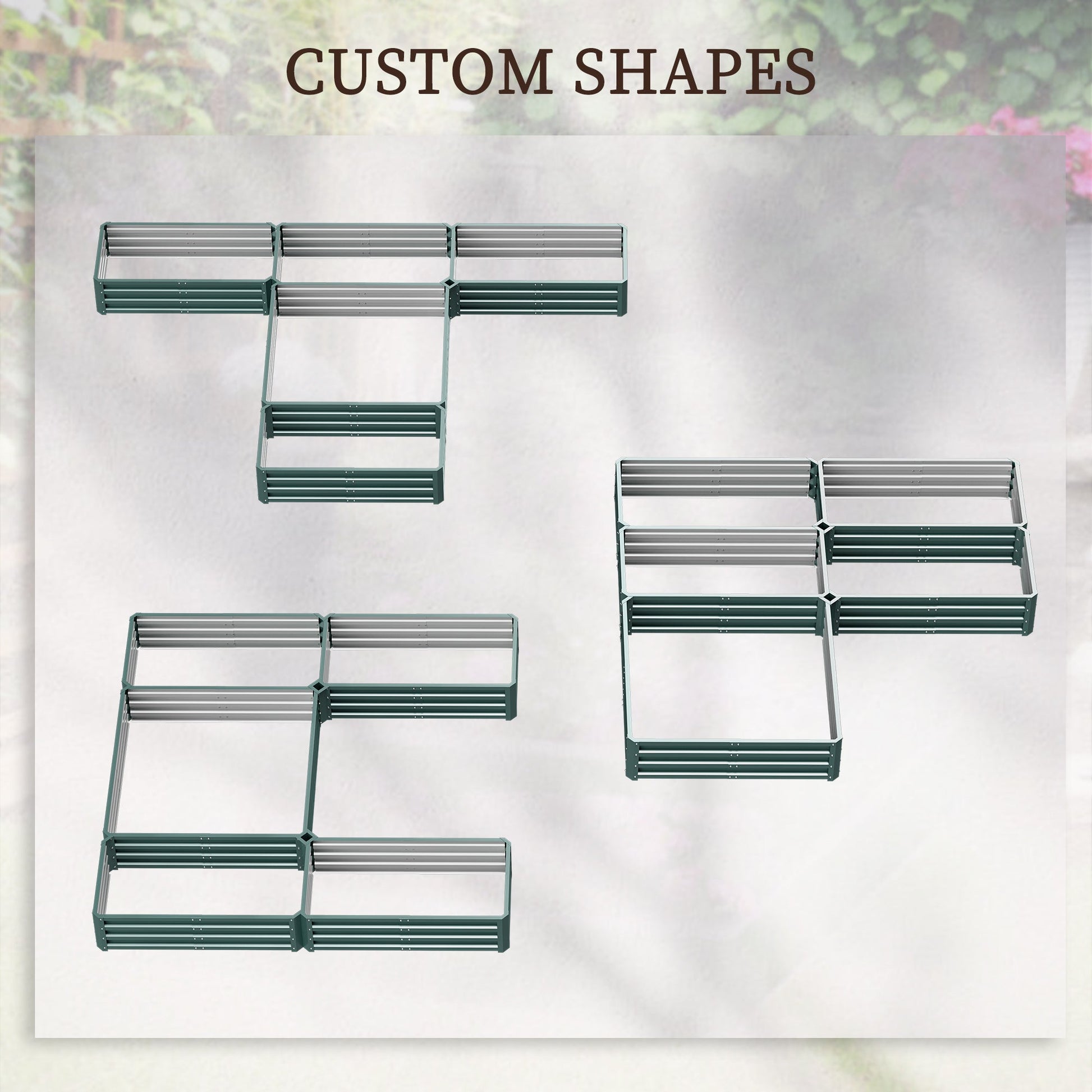 8 x 8ft DIY Raised Garden Bed, Set of 5 Large Steel Box Planters for Outdoor Plants, Vegetables, Flowers, Herbs, Easy Assembly, Green