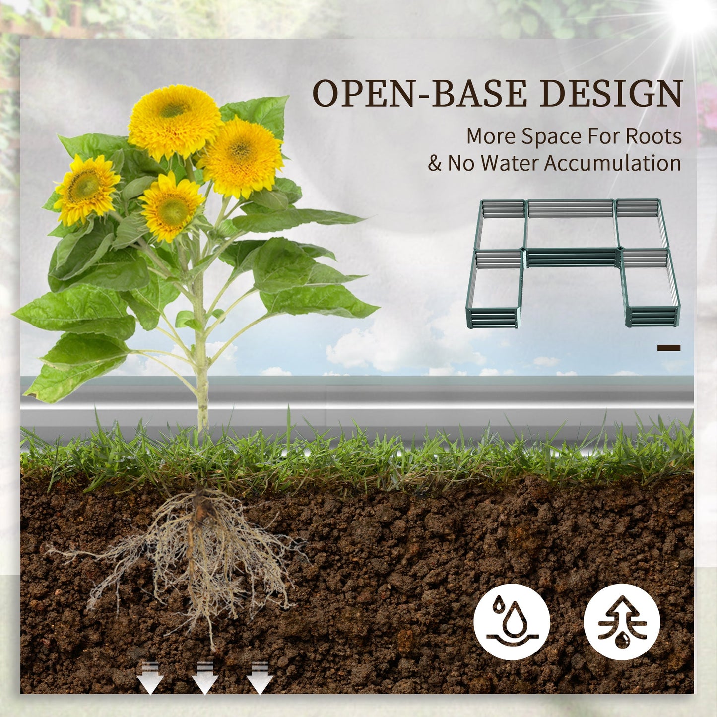 8 x 8ft DIY Raised Garden Bed, Set of 5 Large Steel Box Planters for Outdoor Plants, Vegetables, Flowers, Herbs, Easy Assembly, Green