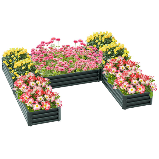 8 x 8ft DIY Raised Garden Bed, Set of 5 Large Steel Box Planters for Outdoor Plants, Vegetables, Flowers, Herbs, Easy Assembly, Green
