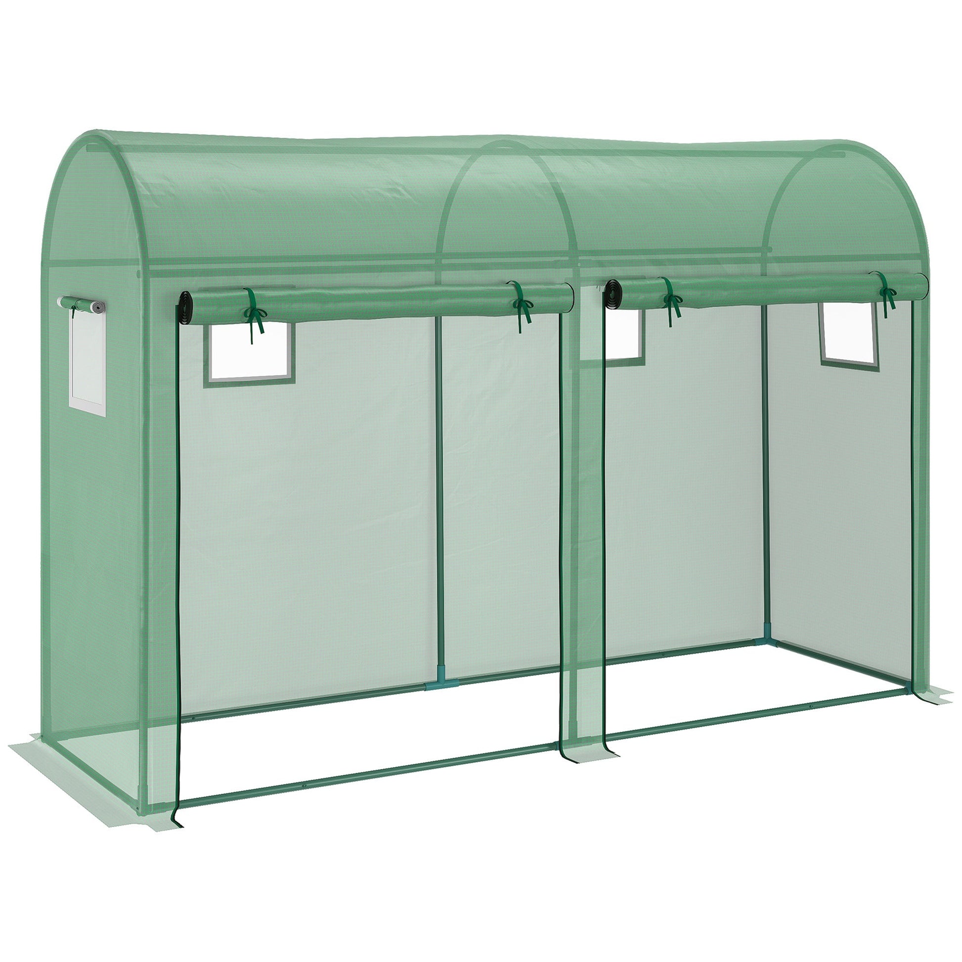 9.8' x 3.3' x 6.6' Outdoor Garden Greenhouse, Steel Frame Plant Growing Greenhouse with Double Doors and 4 Windows, PE Cover for Backyard, Patio, Green