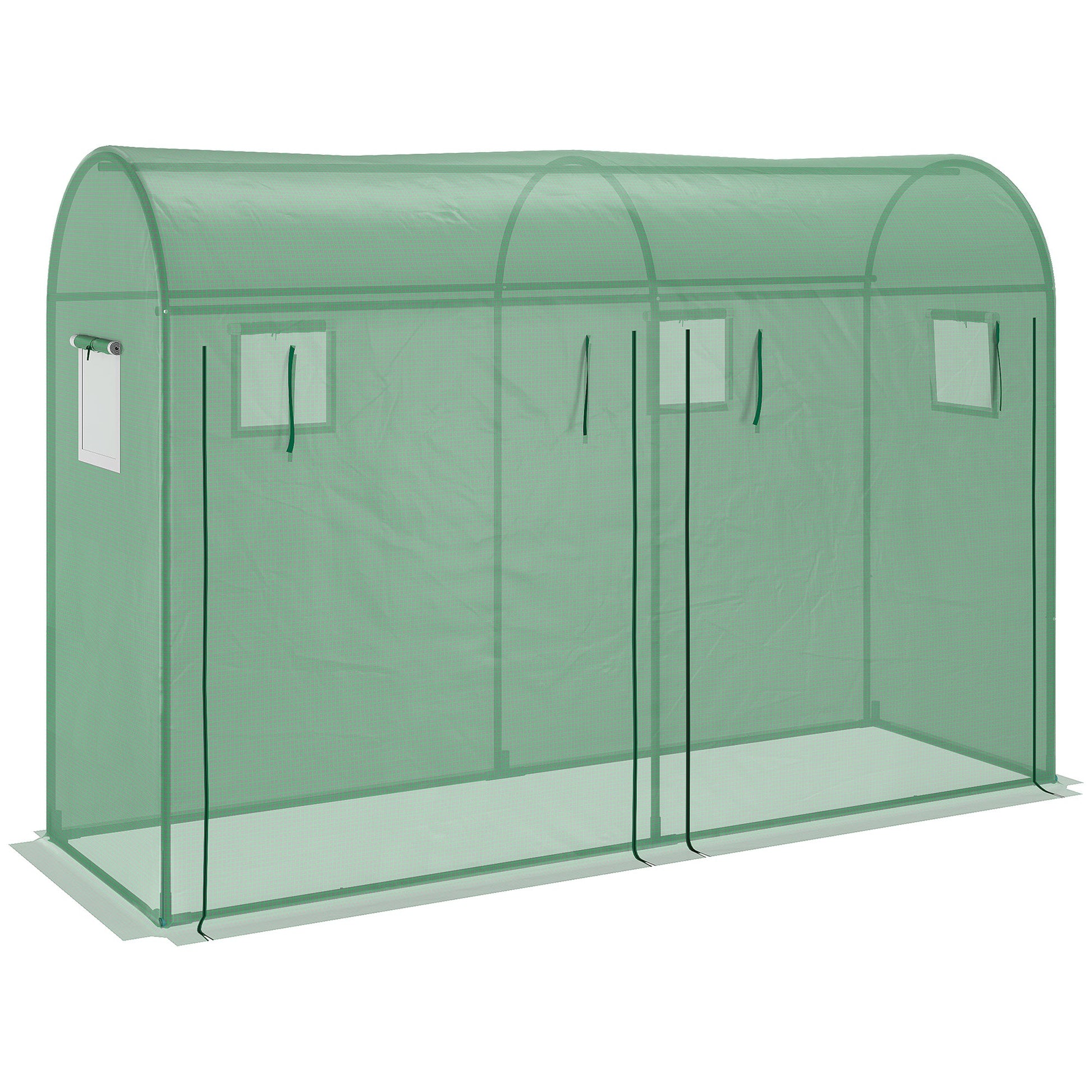 9.8' x 3.3' x 6.6' Outdoor Garden Greenhouse, Steel Frame Plant Growing Greenhouse with Double Doors and 4 Windows, PE Cover for Backyard, Patio, Green