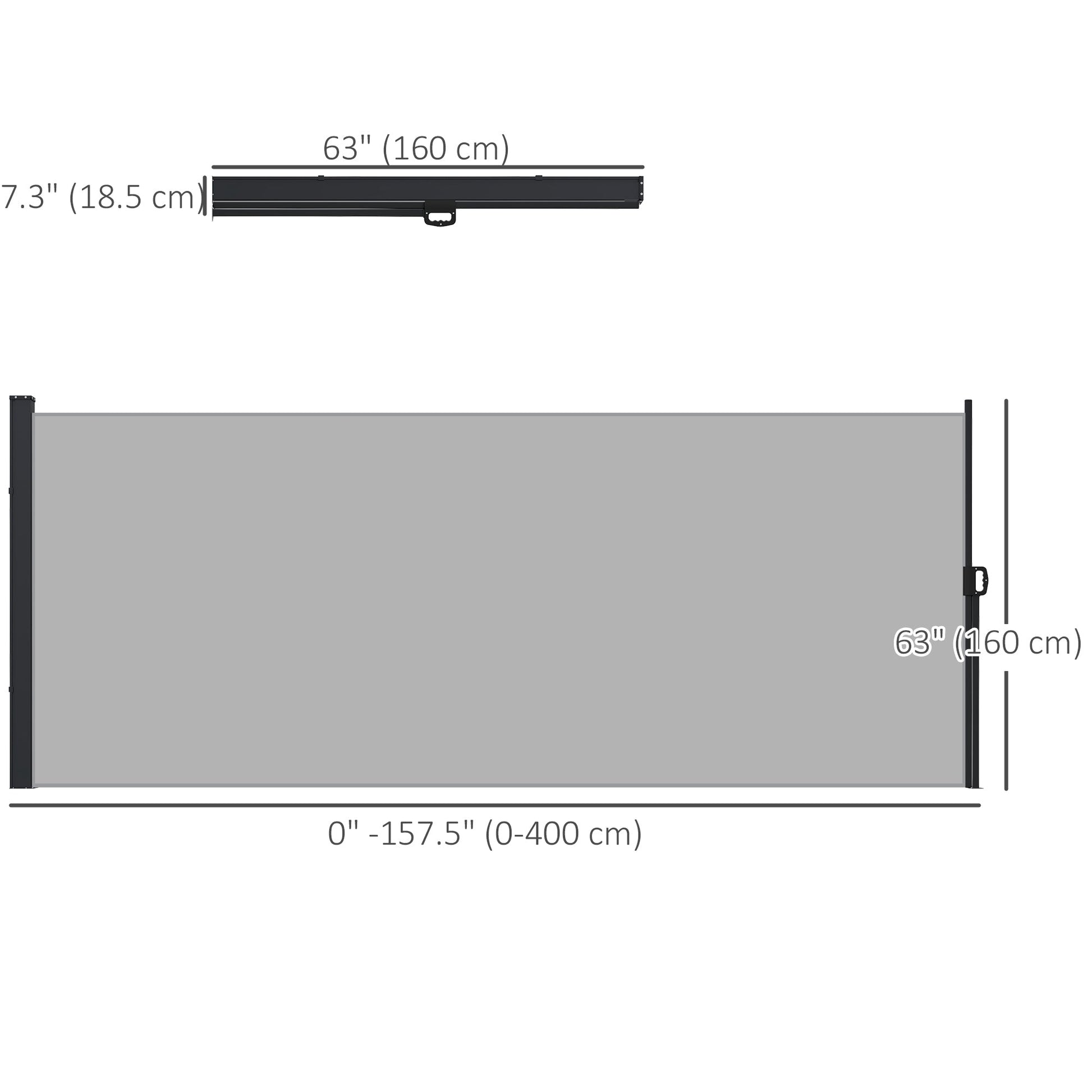 13' x 5' Retractable Side Awning, Garden Privacy Screen Divider, Full Cassette Windbreaker for Hot Tub, Balcony, Terrace, Pool, Light Grey