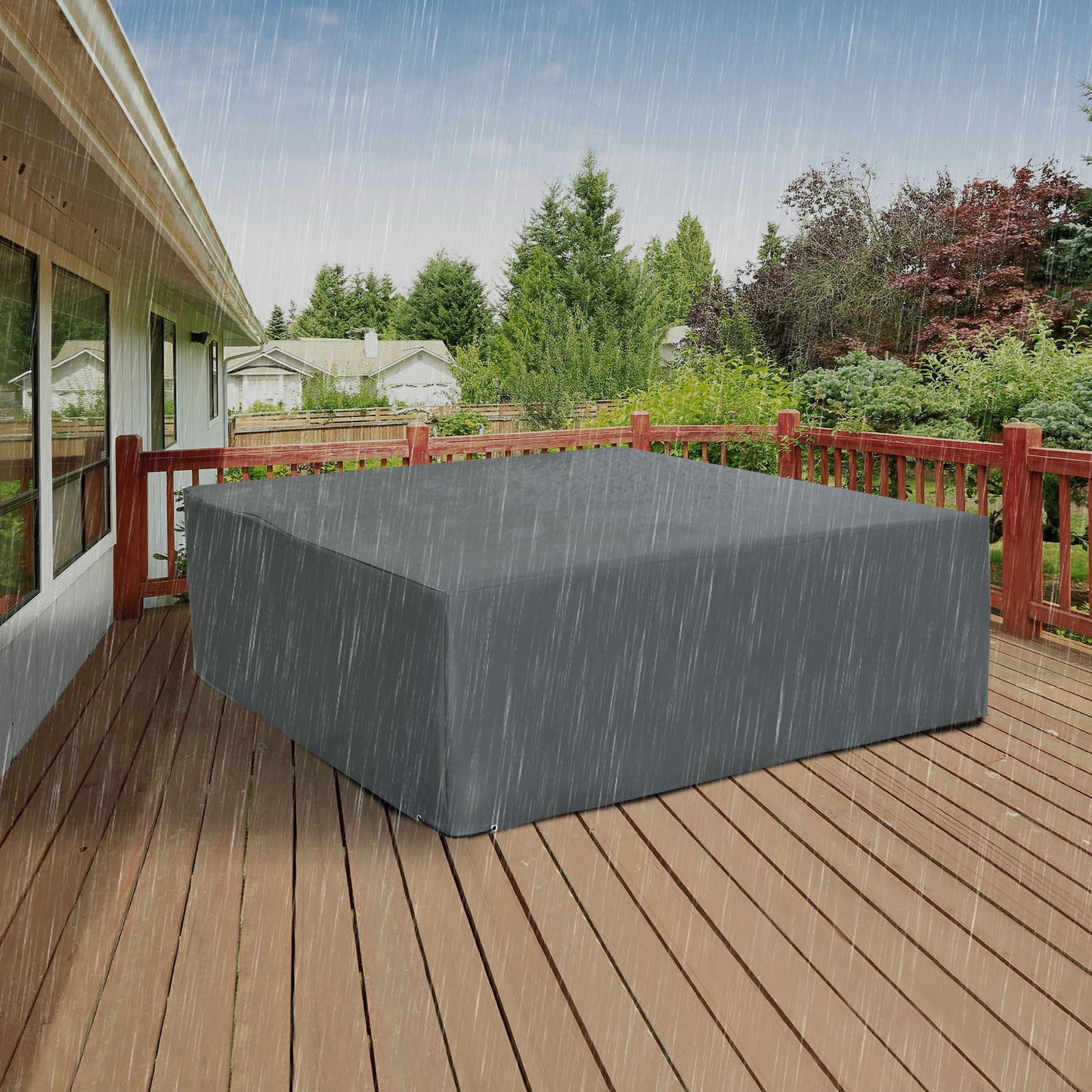 Patio Furniture Covers Waterproof, 600D Heavy Duty Oxford Outdoor Patio Cover, UV-Resistant Outdoor Lounge Chair Cover, 80.7" x 75.6" x 24", Grey