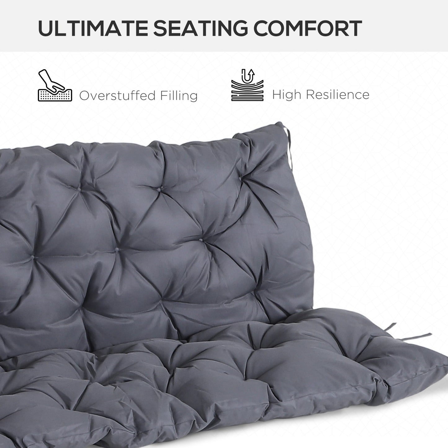 Porch Swing Cushion Garden Bench Cushion with Backrest, Non-Slip 3-Seater Thick Pad, Swing Chair Mat Replacement for Indoor and Outdoor, 59.1" x 38.6", Dark Grey