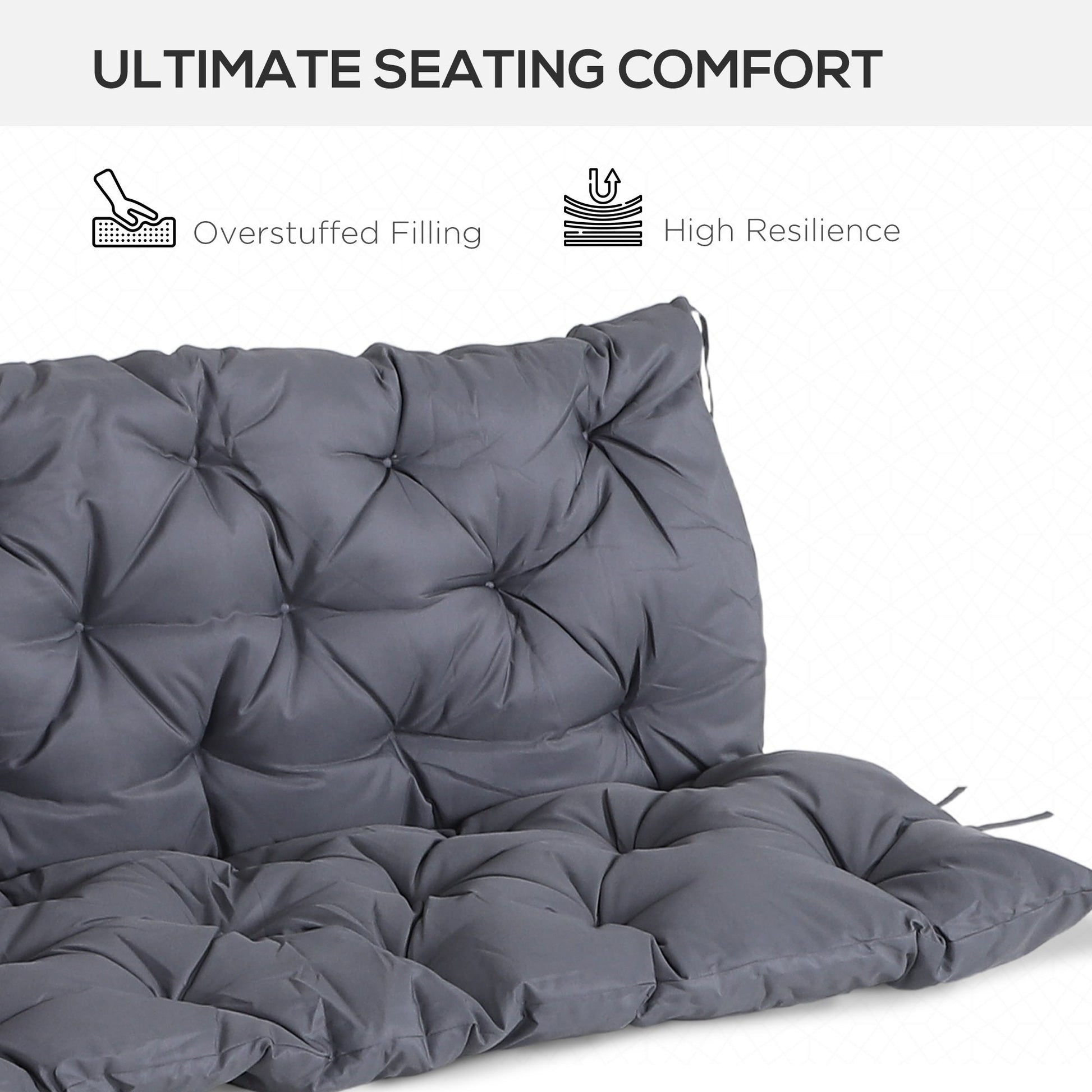 Porch Swing Cushion Garden Bench Cushion with Backrest, Non-Slip 3-Seater Thick Pad, Swing Chair Mat Replacement for Indoor and Outdoor, 59.1" x 38.6", Dark Grey