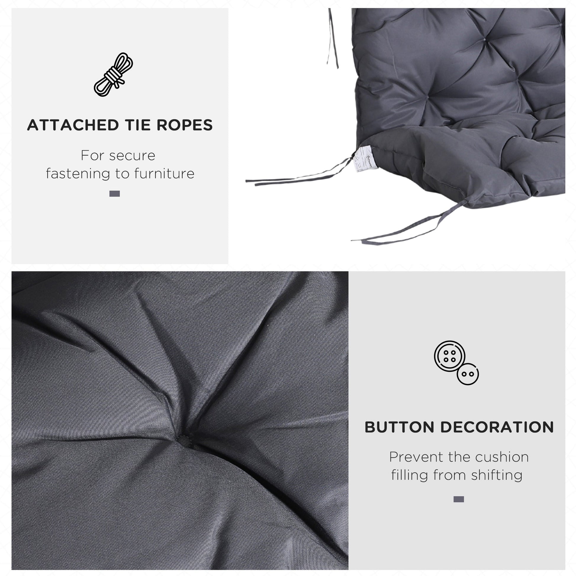 Porch Swing Cushion Garden Bench Cushion with Backrest, Non-Slip 3-Seater Thick Pad, Swing Chair Mat Replacement for Indoor and Outdoor, 59.1" x 38.6", Dark Grey