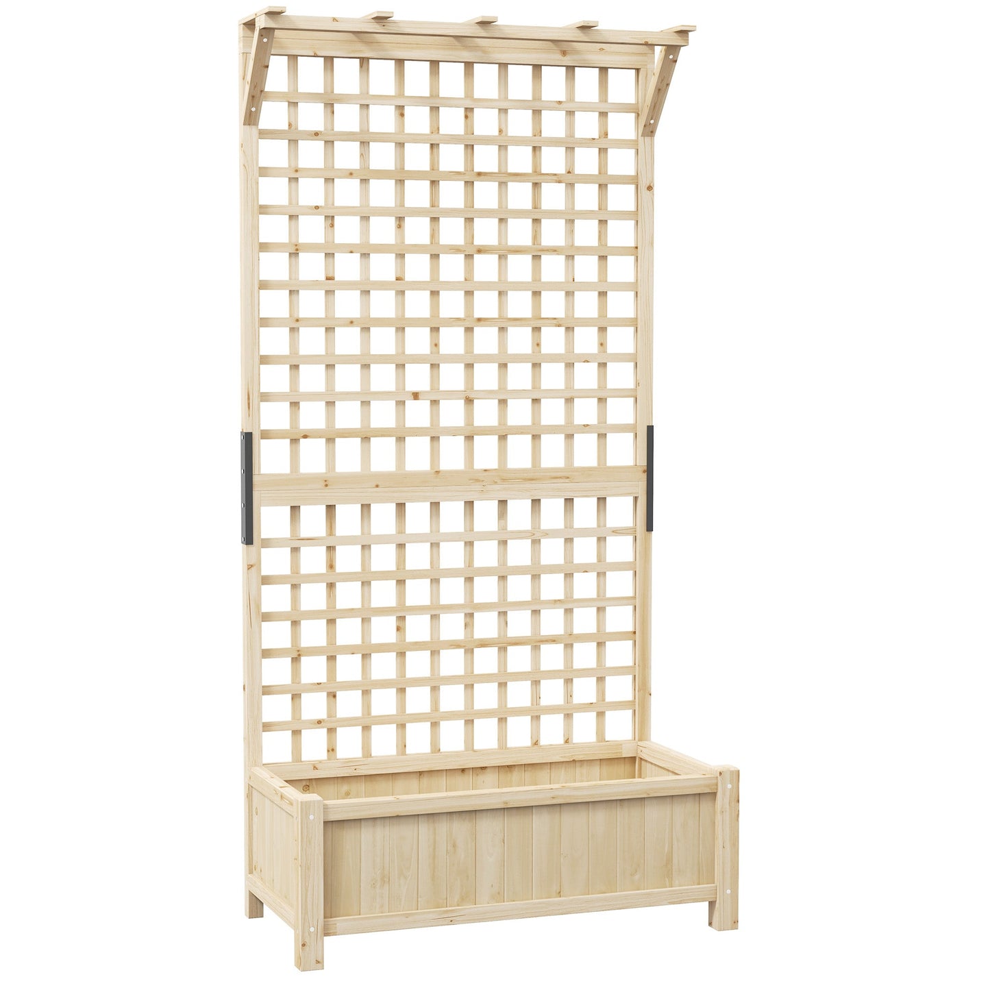Raised Garden Bed, Wood Planter with Trellis for Vine Climbing, Privacy Screen Planter Box to Grow Vegetables, Herbs, and Flowers for Backyard, Patio, Deck, Natural Wood