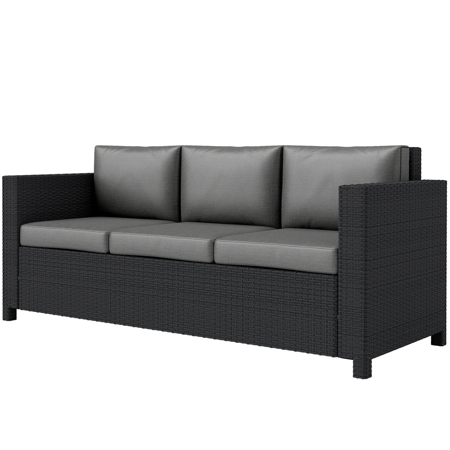 Deluxe 3 Seat Rattan Wicker Sofa Garden Outdoor Patio Furniture with Cushion, Grey