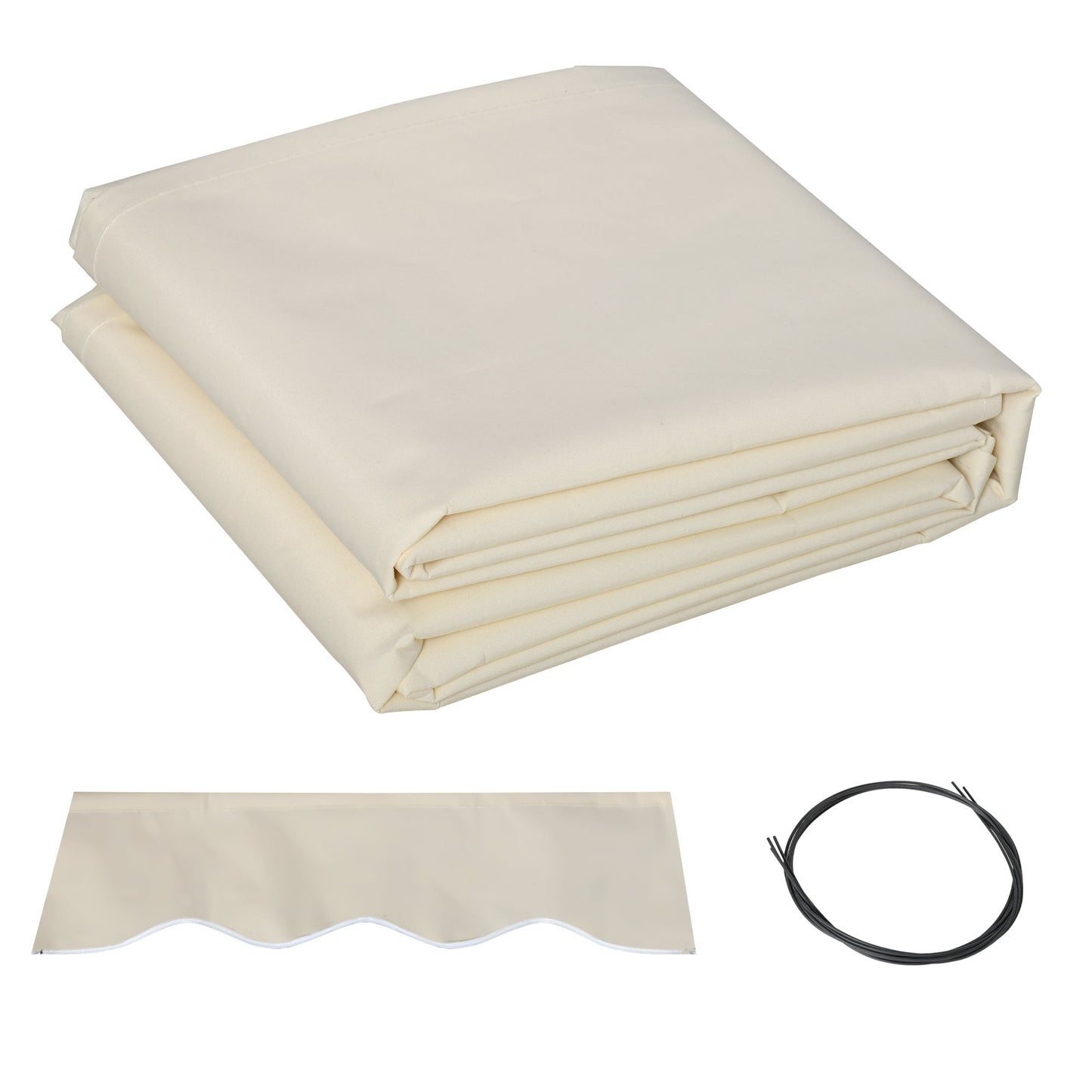 11' x 8' Retractable Awning Fabric Replacement Outdoor Sunshade Canopy Awning Cover, UV Protection, Cream White