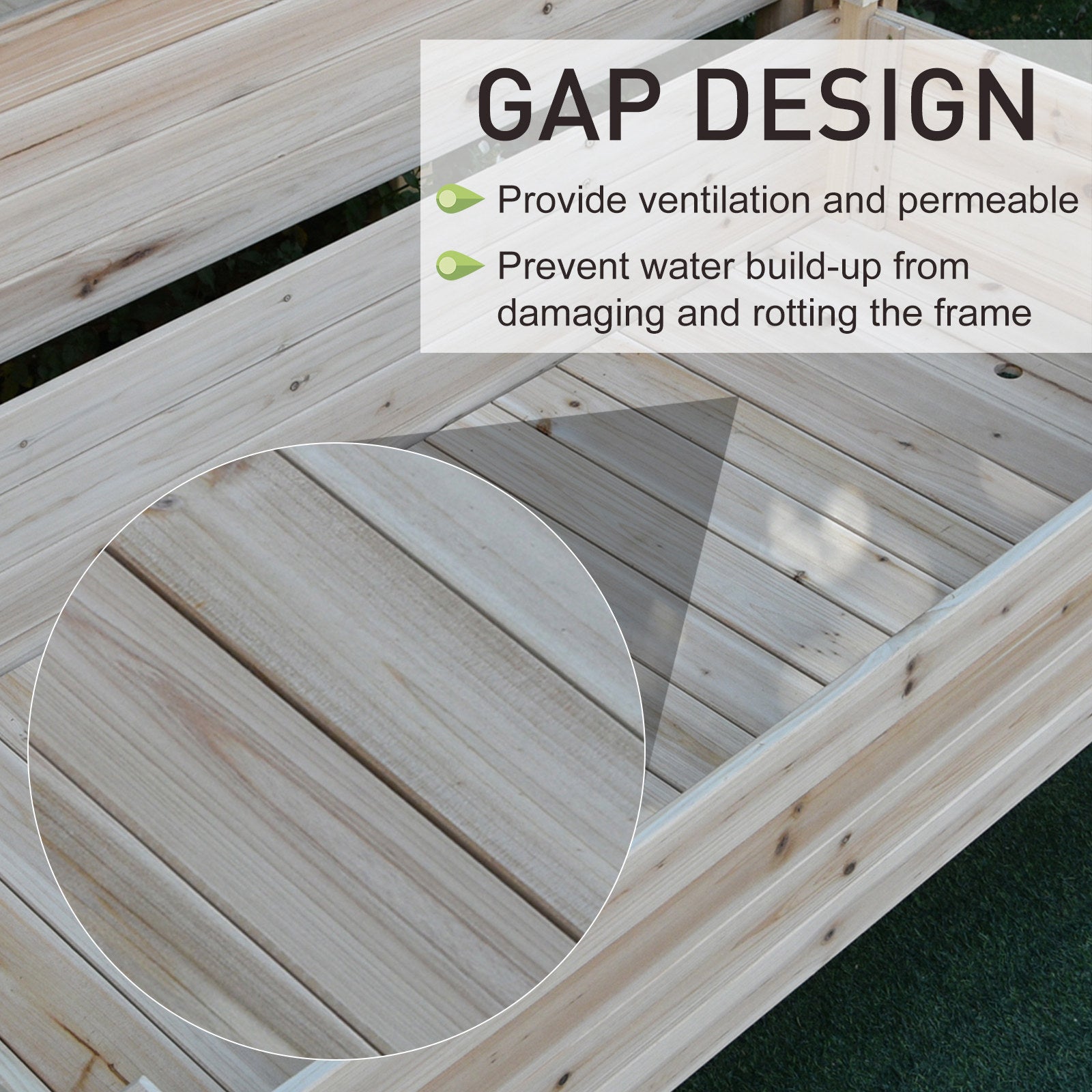 2 Tiers Raised Garden Bed, Wooden Elevated Planter Box with Legs Gardening Planting Bed with 2 Compartments for Flower Vegetable Herb Grow, Natural
