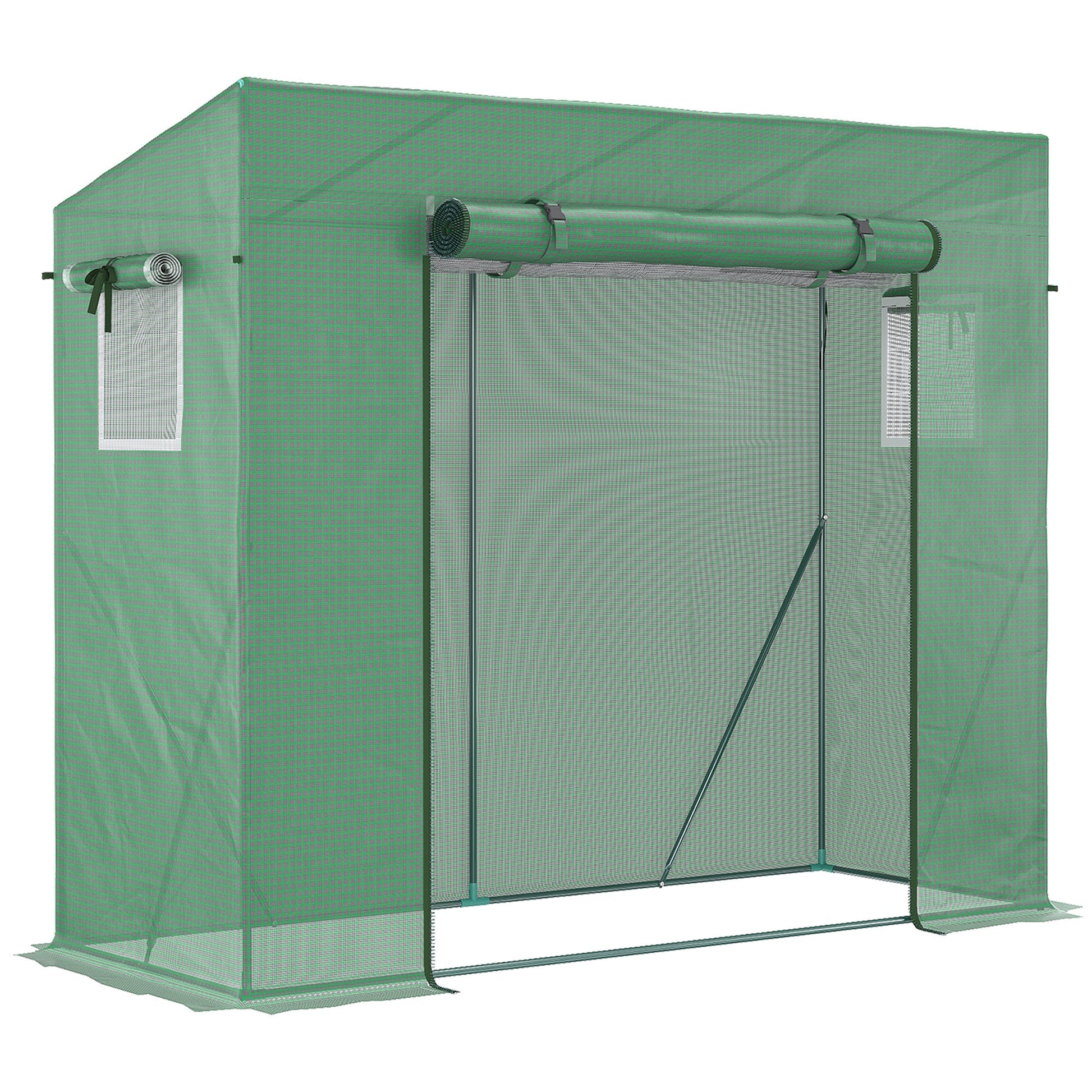 6.6' x 2.5' x 5.5' Walk-in Greenhouse Patio Hot House Plants Flowers Herbs Tomato Grow with Steel Frame Door Window Garden Balcony Patio Green