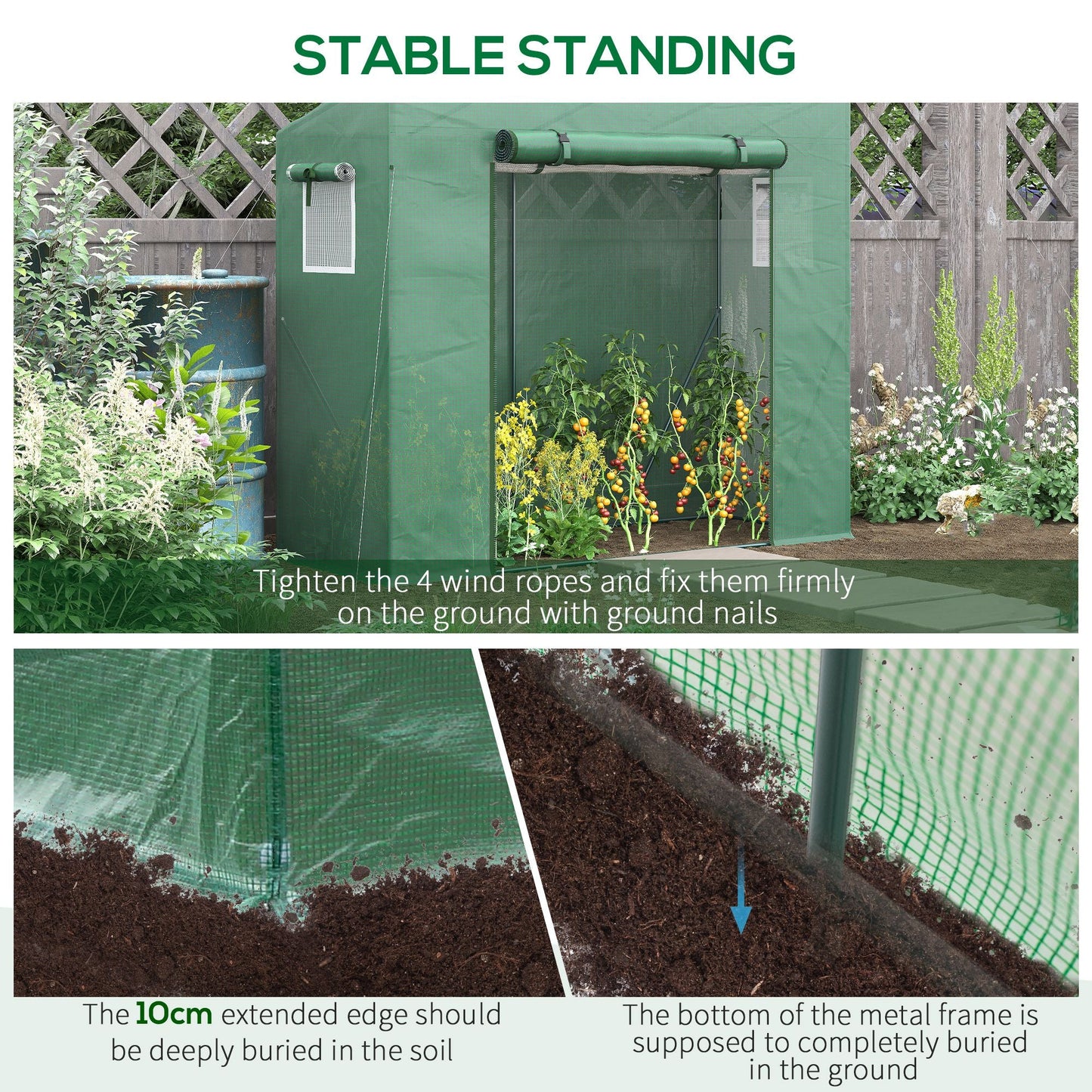6.6' x 2.5' x 5.5' Walk-in Greenhouse Patio Hot House Plants Flowers Herbs Tomato Grow with Steel Frame Door Window Garden Balcony Patio Green