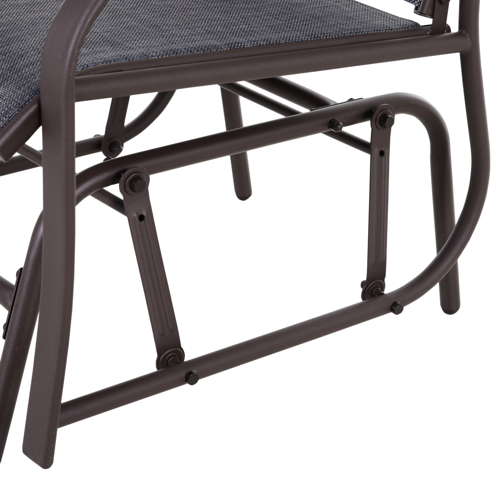 3 Piece Patio Glider Set, Outdoor Gliders with Glass Top Table, Breathable Mesh Seat, or Garden, Country Yard, Porch, Grey