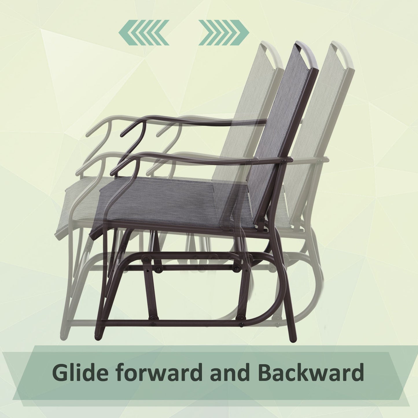 3 Piece Patio Glider Set, Outdoor Gliders with Glass Top Table, Breathable Mesh Seat, or Garden, Country Yard, Porch, Grey