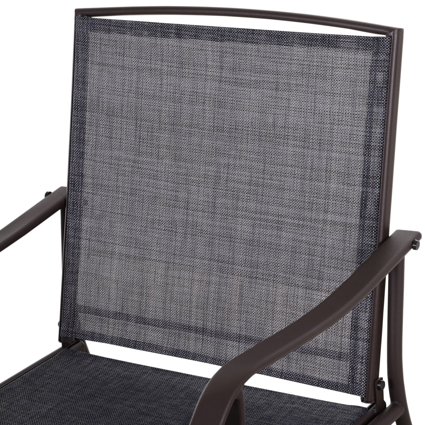 3 Piece Patio Glider Set, Outdoor Gliders with Glass Top Table, Breathable Mesh Seat, or Garden, Country Yard, Porch, Grey