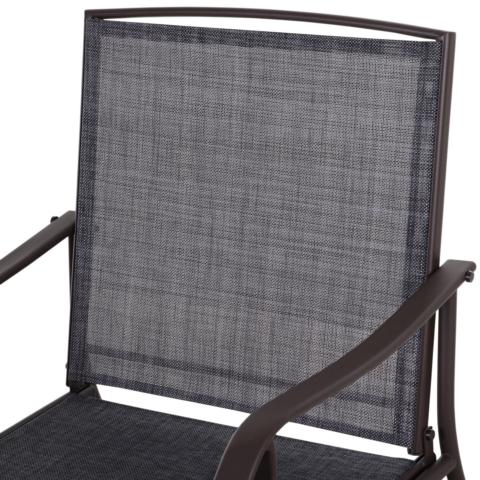 3 Piece Patio Glider Set, Outdoor Gliders with Glass Top Table, Breathable Mesh Seat, or Garden, Country Yard, Porch, Grey