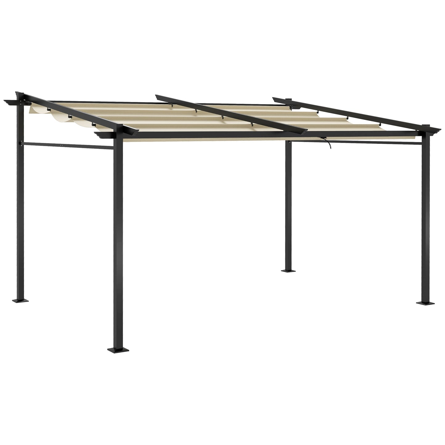 10' x 13' Metal Pergola with Sliding Roof Canopy, Retractable Pergola Canopy for Outdoor, Patio, Beige
