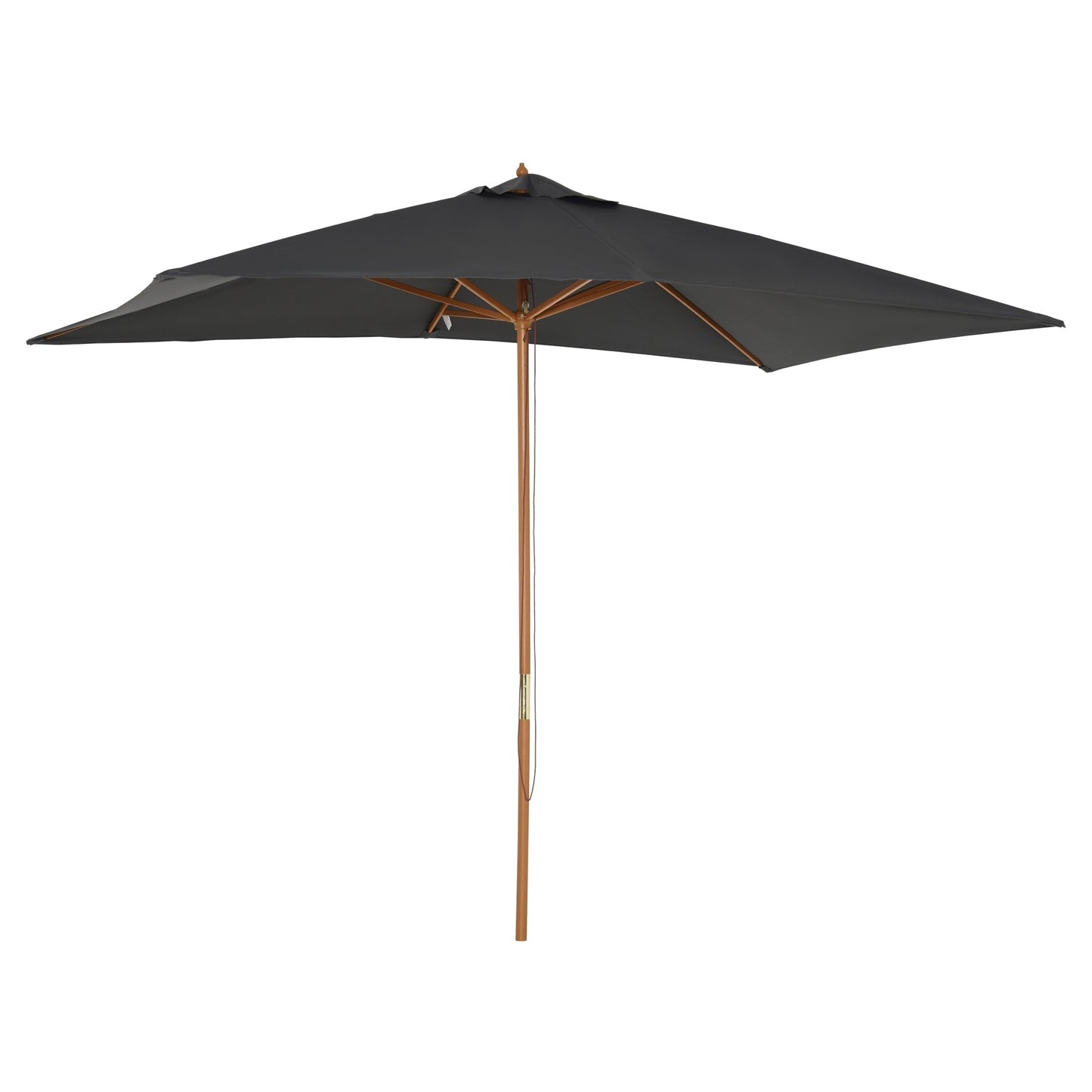 7' x 10' Wooden Patio Umbrella, Rectangular Garden Parasol, Market Table Umbrella with Top Vent, Dark Grey