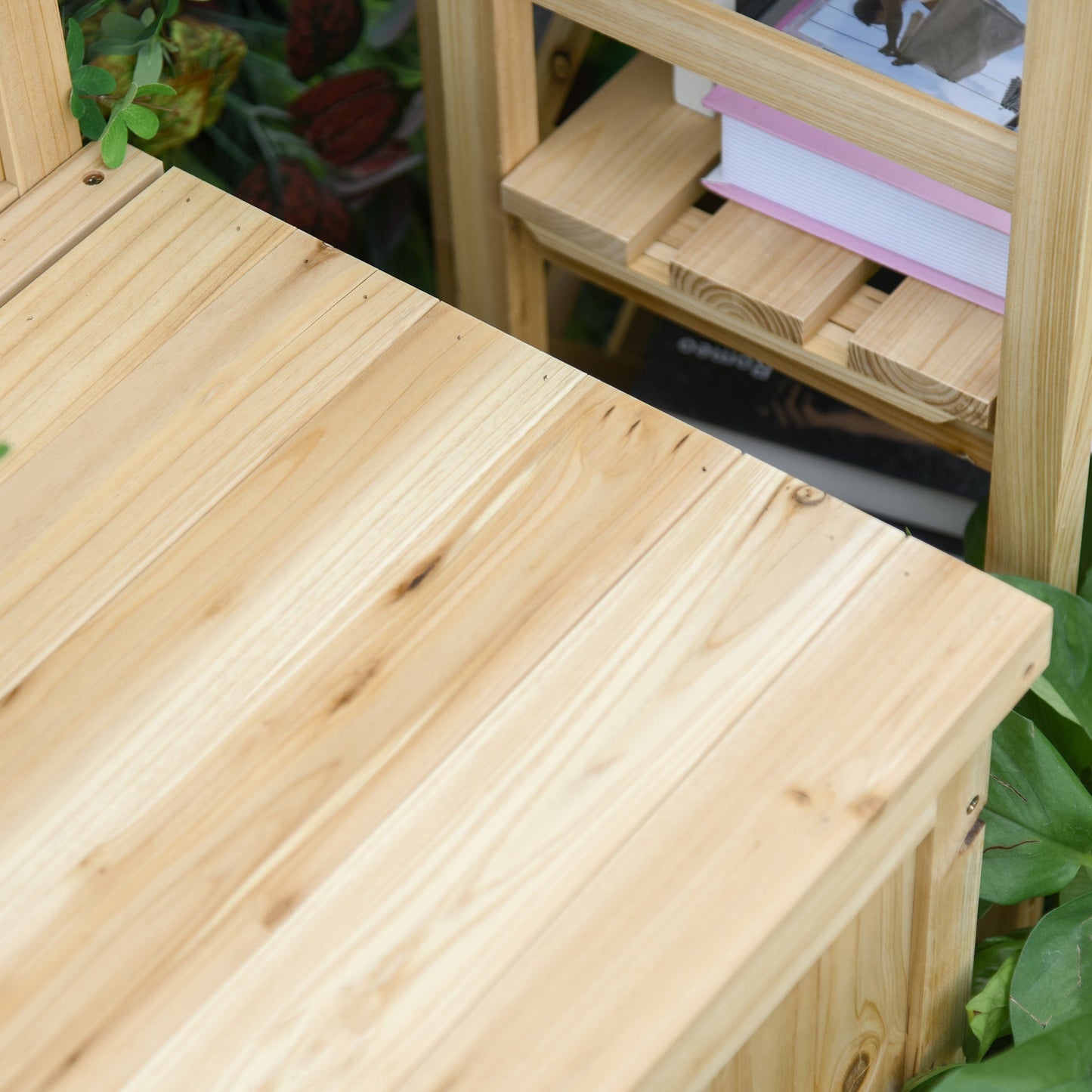 Wooden Outdoor Bench, Garden Bench with 39 Gallon Storage Box, Garden Furniture Chair for Patio, Lawn, Garden, 45.3" x 17.7" x 29.5", Natural