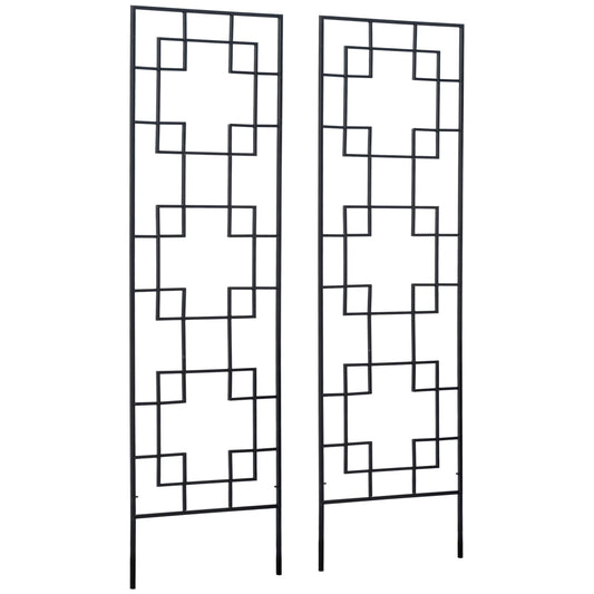 2 Pack Garden Trellis for Climbing Plants, Outdoor Metal Grid Panels for Roses, Vine Flower, Cucumber, Clematis, 72" Tall