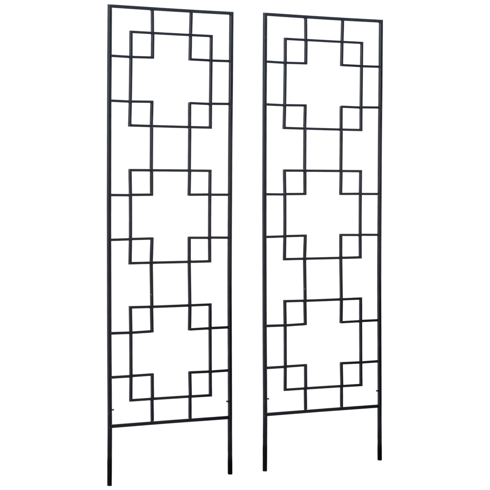 2 Pack Garden Trellis for Climbing Plants, Outdoor Metal Grid Panels for Roses, Vine Flower, Cucumber, Clematis, 72" Tall