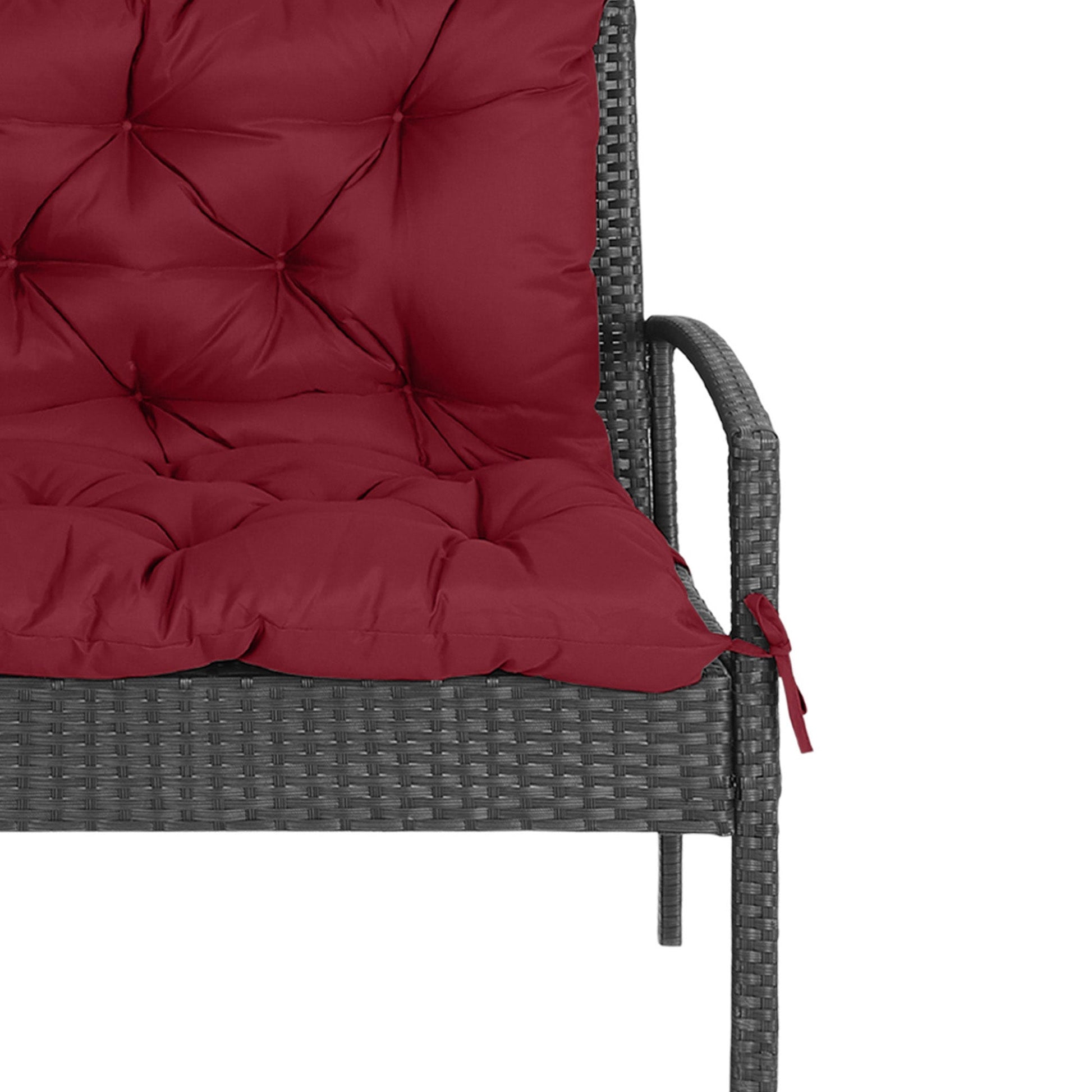 Porch Swing Cushion Garden Bench Cushion with Backrest, Non-Slip 2-Seater Thick Pad, Swing Chair Mat Replacement for Indoor and Outdoor, 39.4" x 38.6", Wine Red