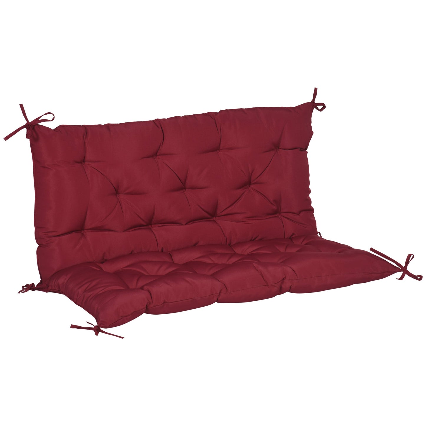 Porch Swing Cushion Garden Bench Cushion with Backrest, Non-Slip 2-Seater Thick Pad, Swing Chair Mat Replacement for Indoor and Outdoor, 39.4" x 38.6", Wine Red