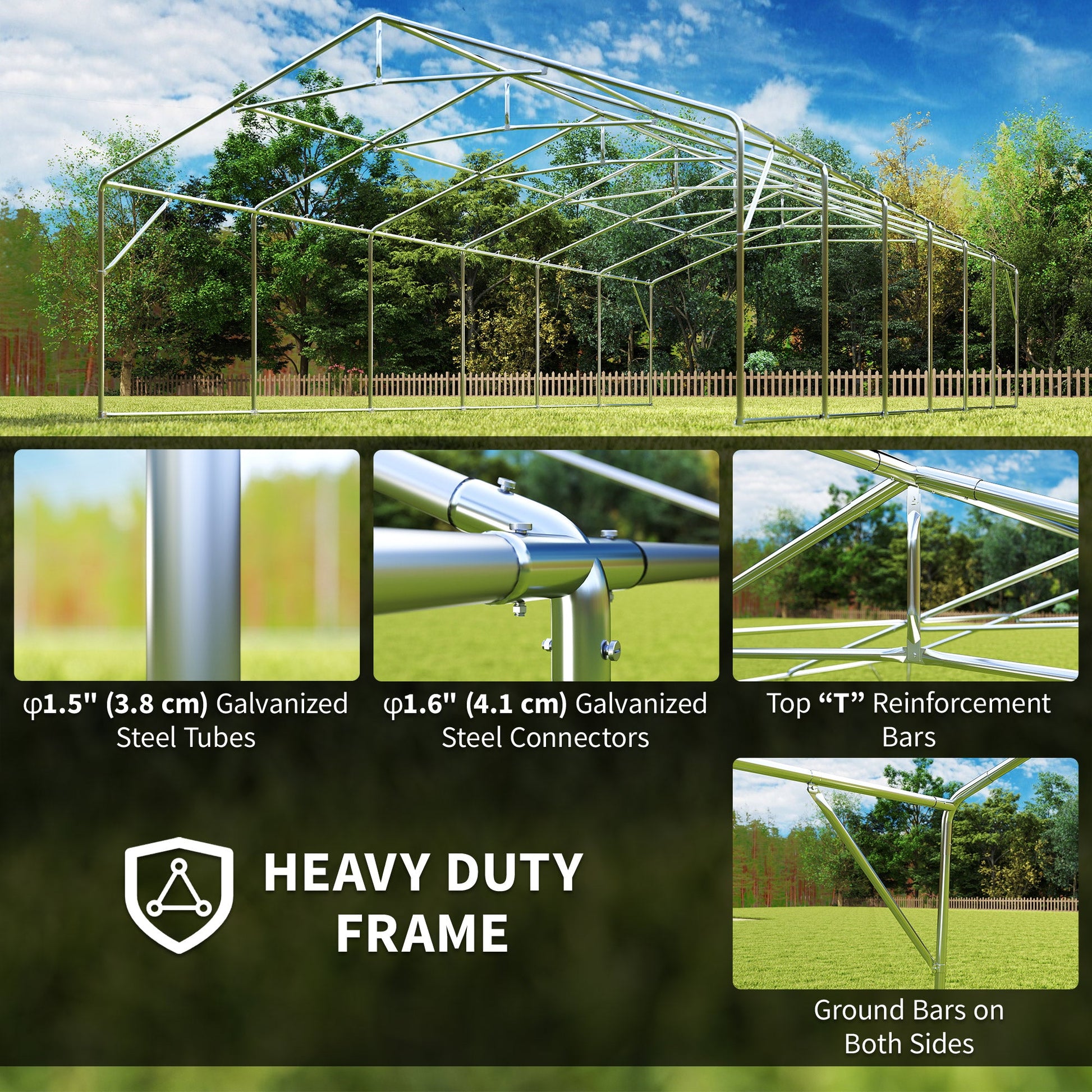 40'x20' Heavy Duty Large Party Tent & Carport with Removable Sidewalls, Windows, Portable Garage Canopy Tent, Sun Shade Shelter for Parties Wedding Outdoor Events, White