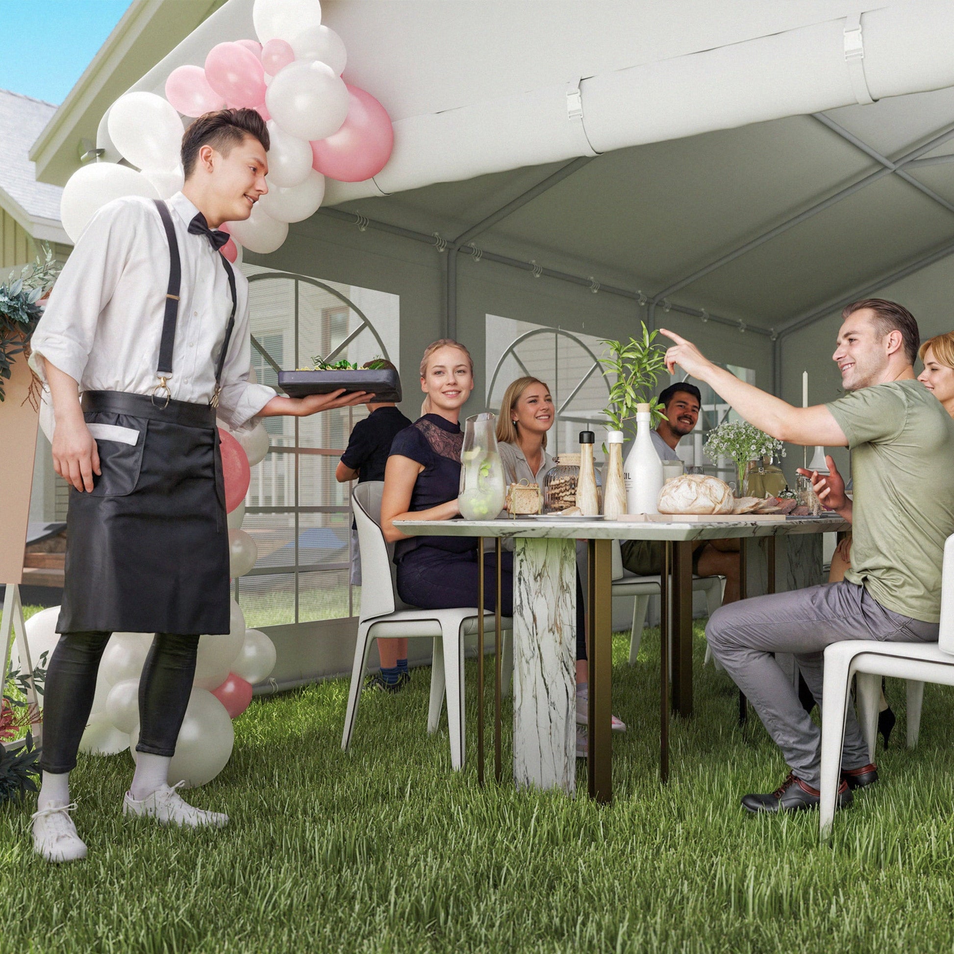 40'x20' Heavy Duty Large Party Tent & Carport with Removable Sidewalls, Windows, Portable Garage Canopy Tent, Sun Shade Shelter for Parties Wedding Outdoor Events, White