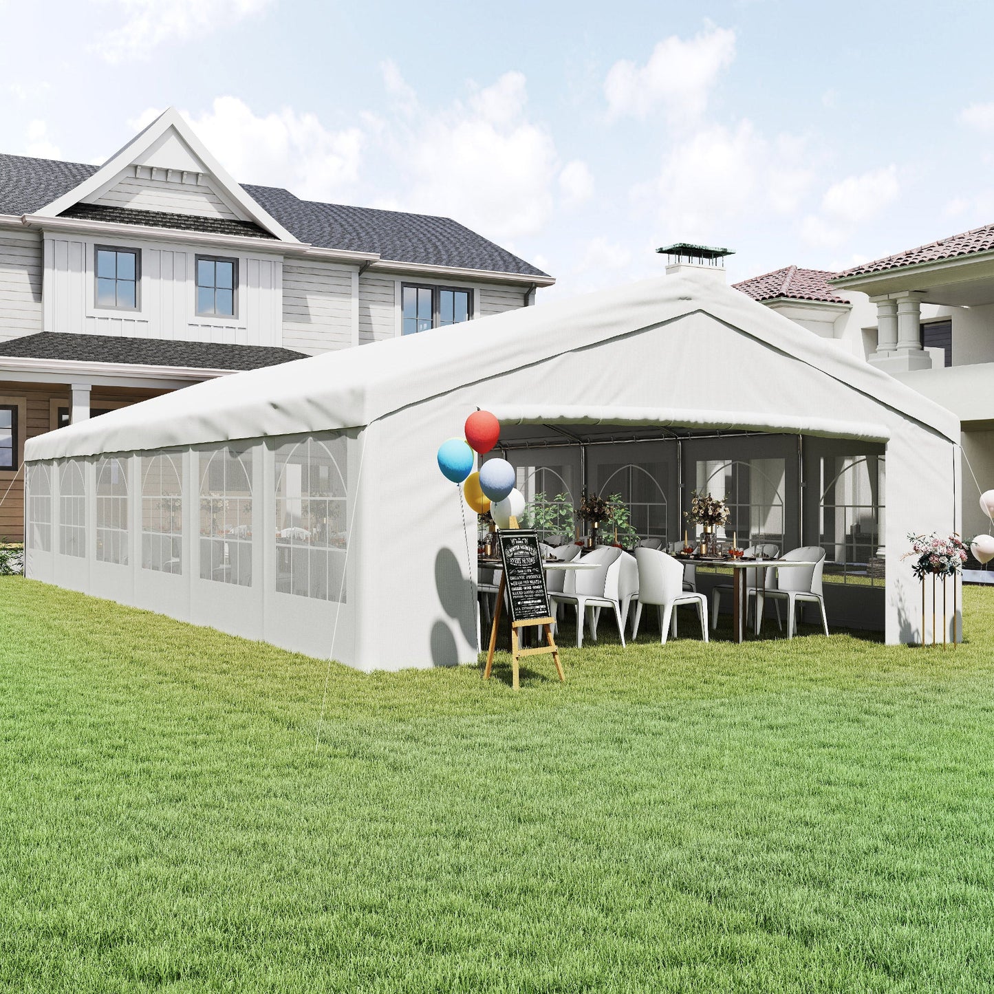 40'x20' Heavy Duty Large Party Tent & Carport with Removable Sidewalls, Windows, Portable Garage Canopy Tent, Sun Shade Shelter for Parties Wedding Outdoor Events, White