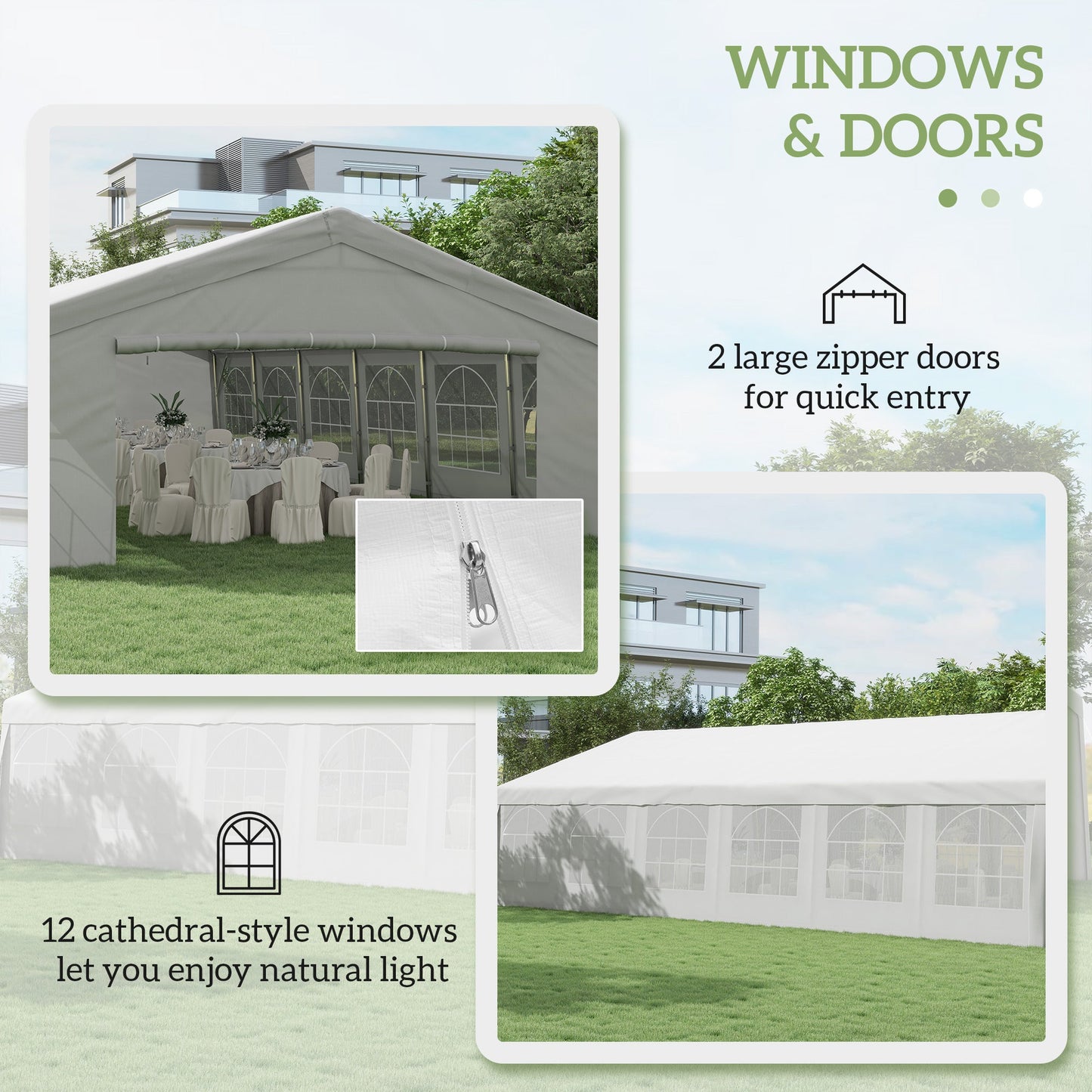 40' x 20' Large Outdoor Party Event Tent Patio Gazebo Canopy with Removable Sidewall, White