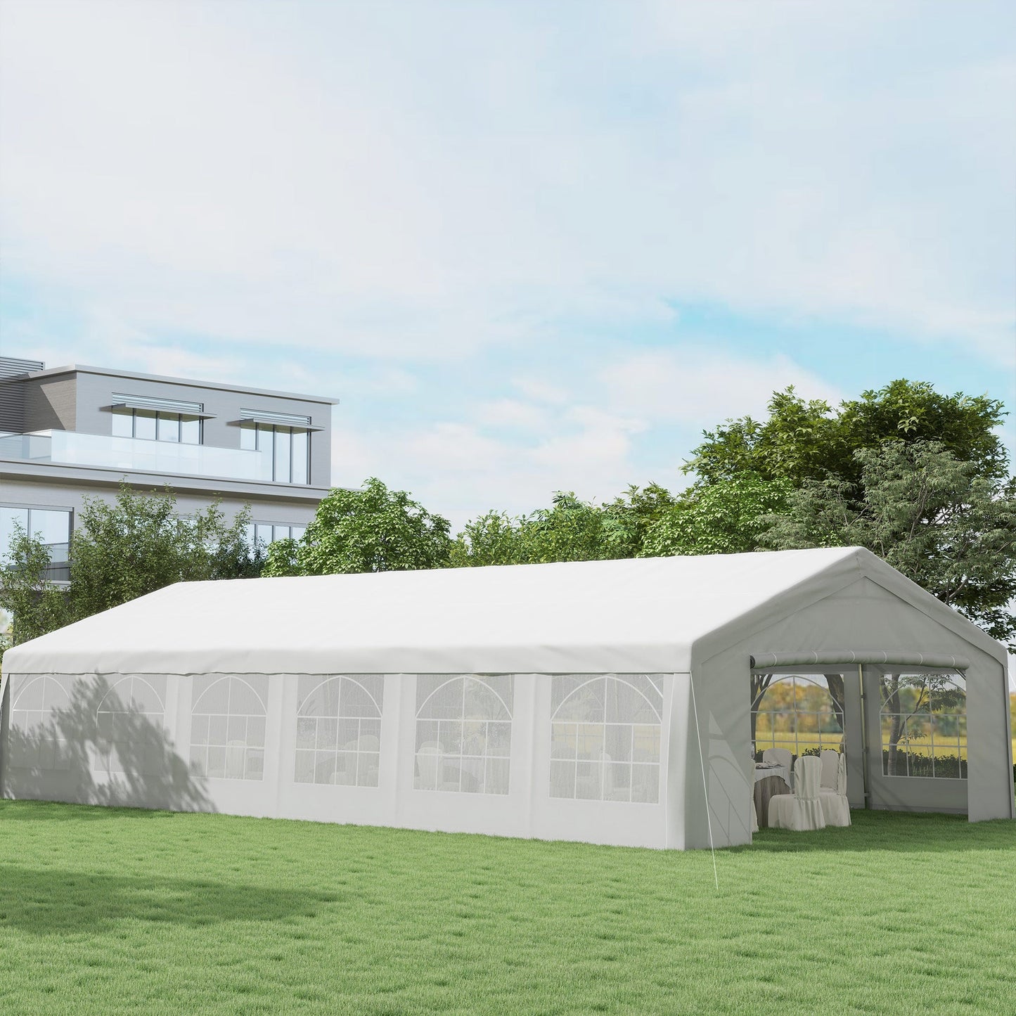 40' x 20' Large Outdoor Party Event Tent Patio Gazebo Canopy with Removable Sidewall, White