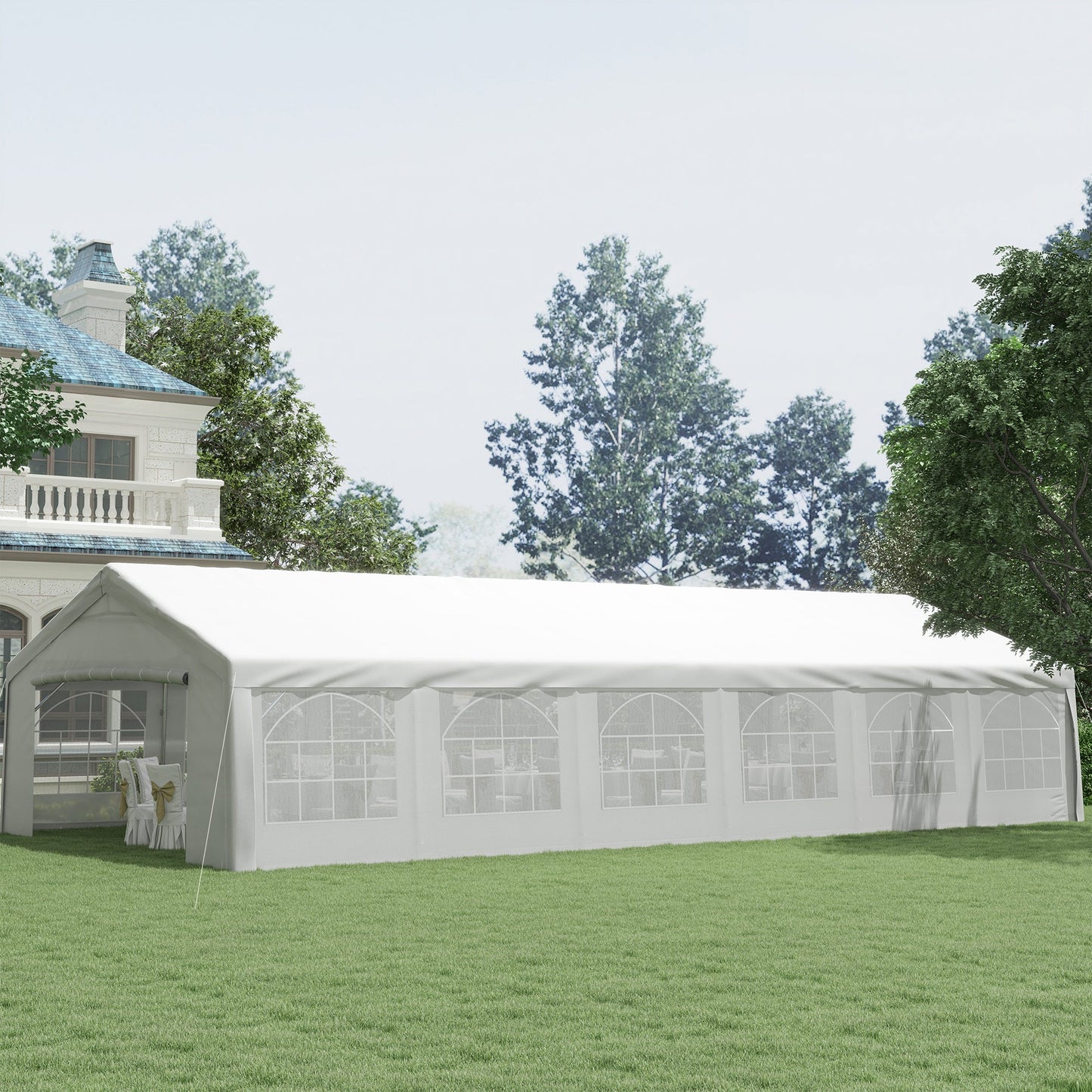 40' x 20' Large Outdoor Party Event Tent Patio Gazebo Canopy with Removable Sidewall, White